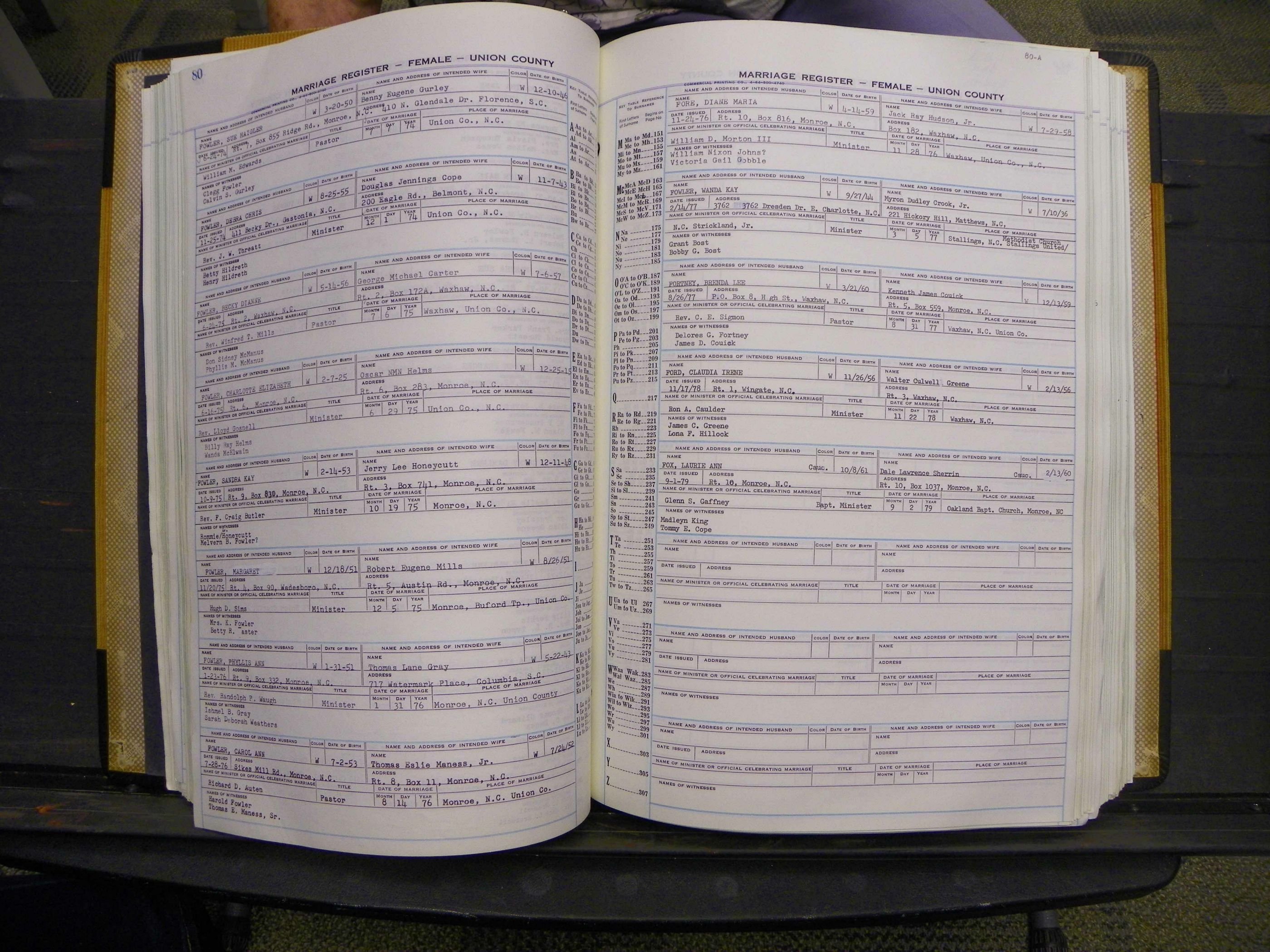 Union Co, NC Marriages Female Index, A-Z, 1966-1979 (85).JPG