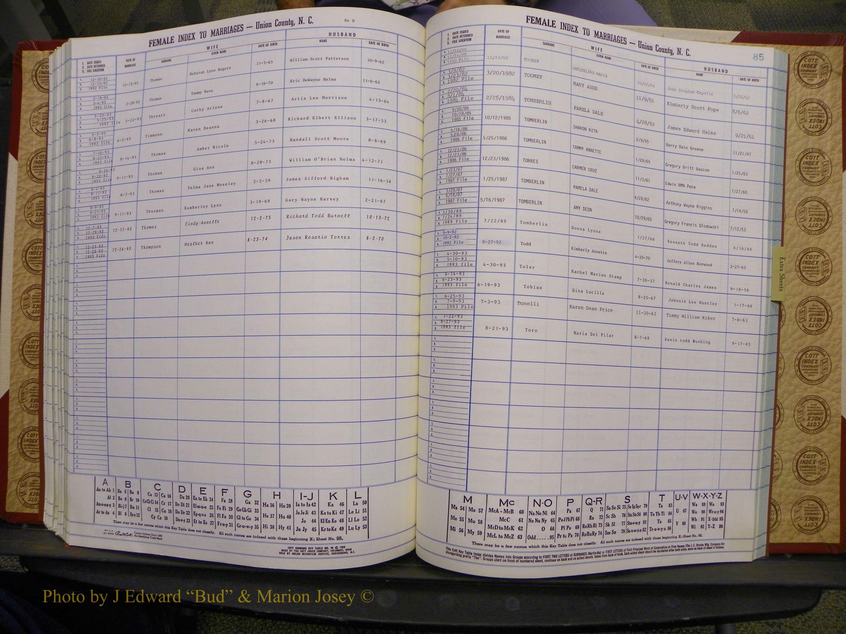 Union Co, NC Marriages Female Index, A-Z, 1980-1993 (184).JPG