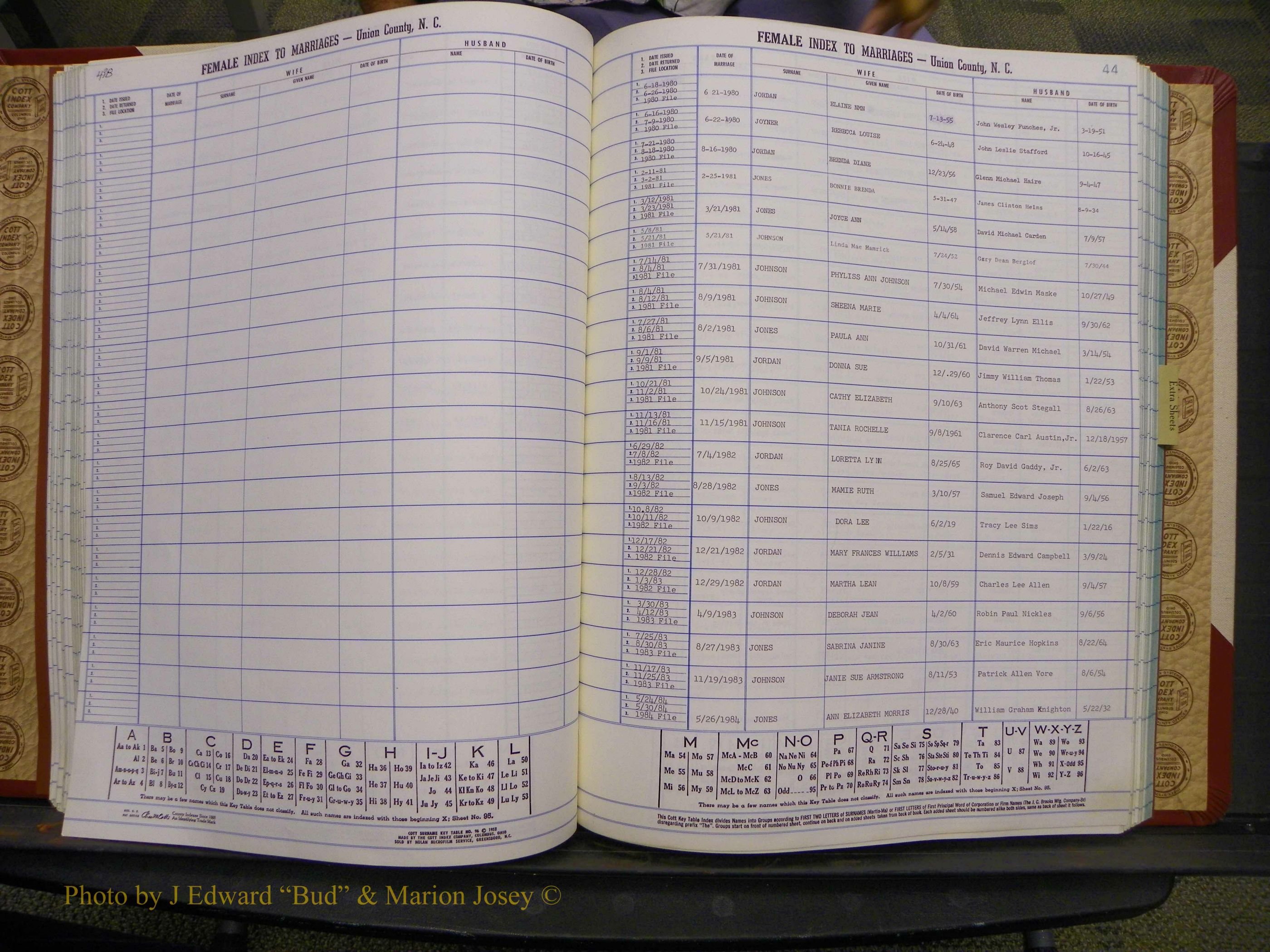 Union Co, NC Marriages Female Index, A-Z, 1980-1993 (99).JPG