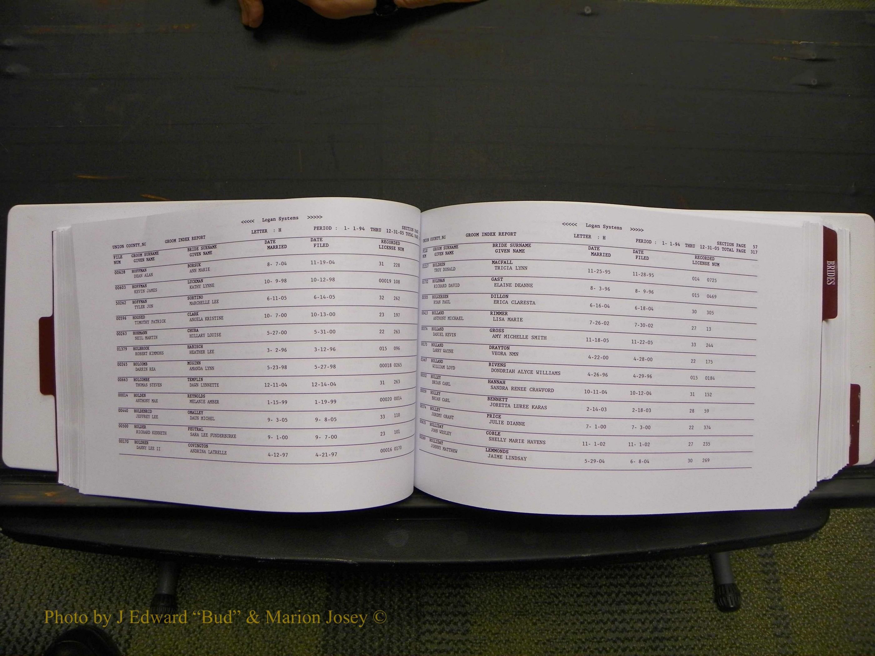 Union Co, NC Marriages Male & Female Index, 1993-2005 (163).JPG