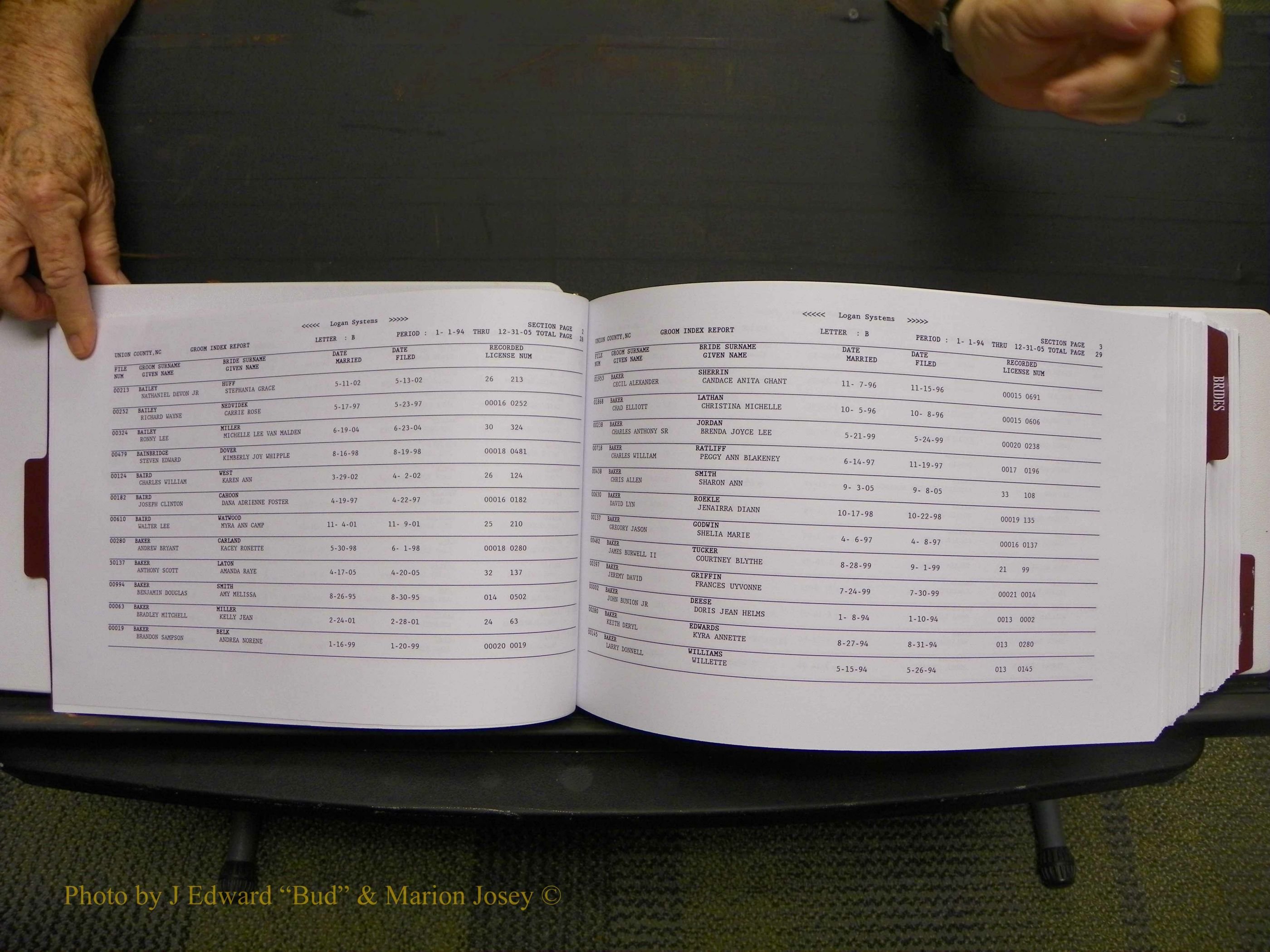Union Co, NC Marriages Male & Female Index, 1993-2005 (17).JPG