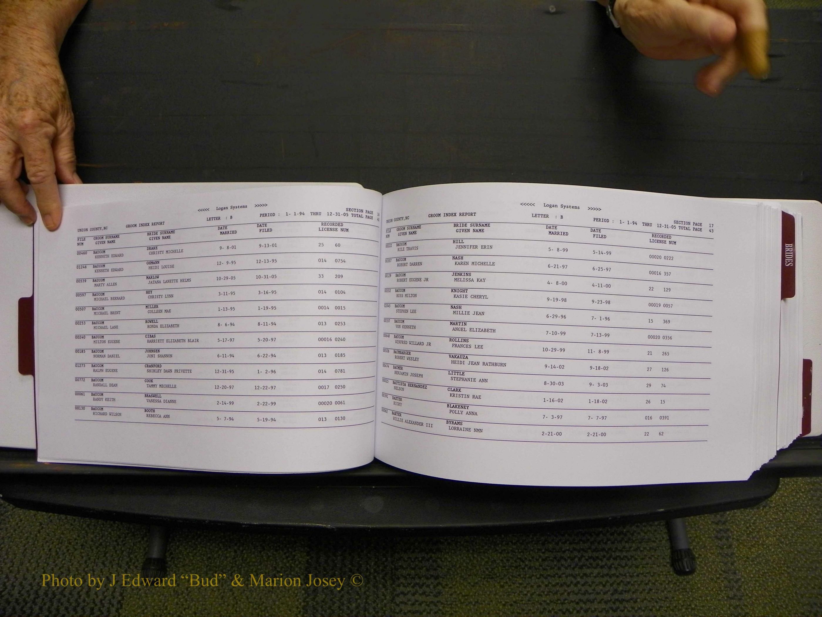Union Co, NC Marriages Male & Female Index, 1993-2005 (24).JPG