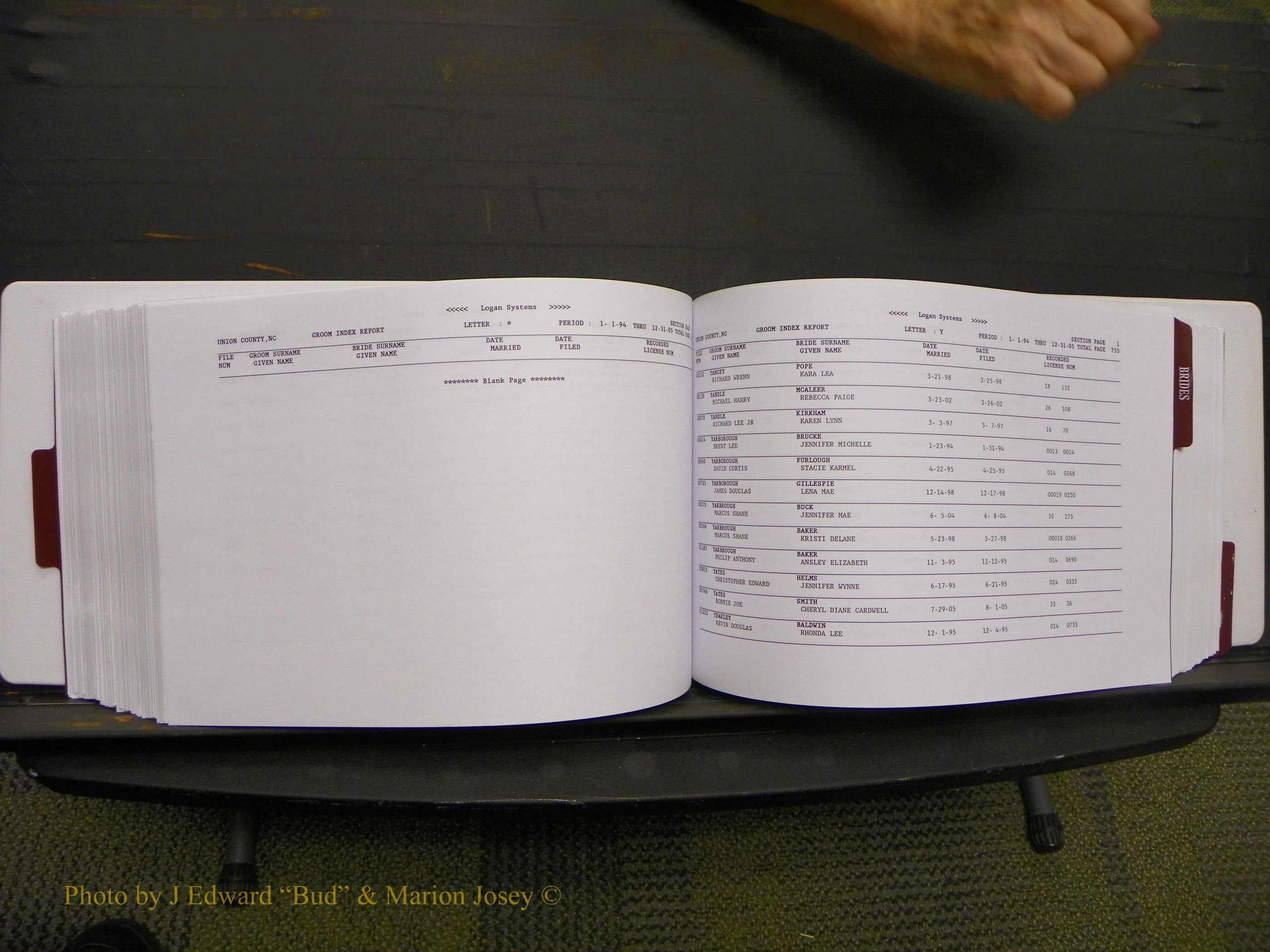 Union Co, NC Marriages Male & Female Index, 1993-2005 (383).JPG
