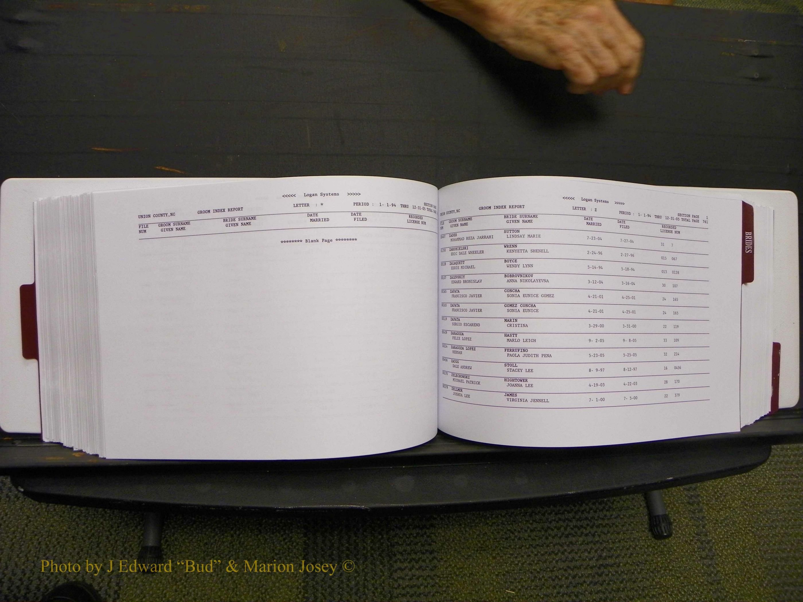 Union Co, NC Marriages Male & Female Index, 1993-2005 (386).JPG