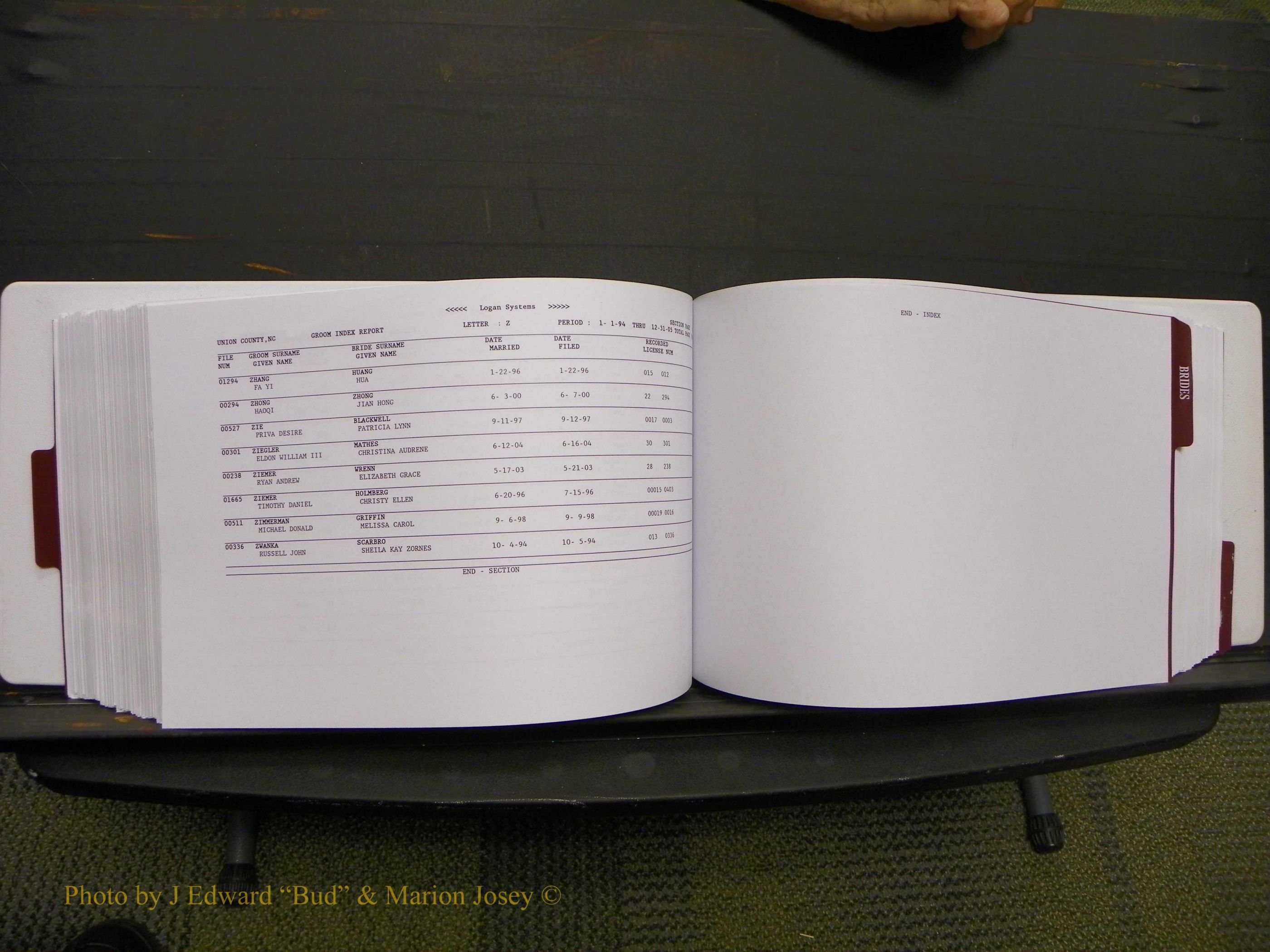 Union Co, NC Marriages Male & Female Index, 1993-2005 (387).JPG