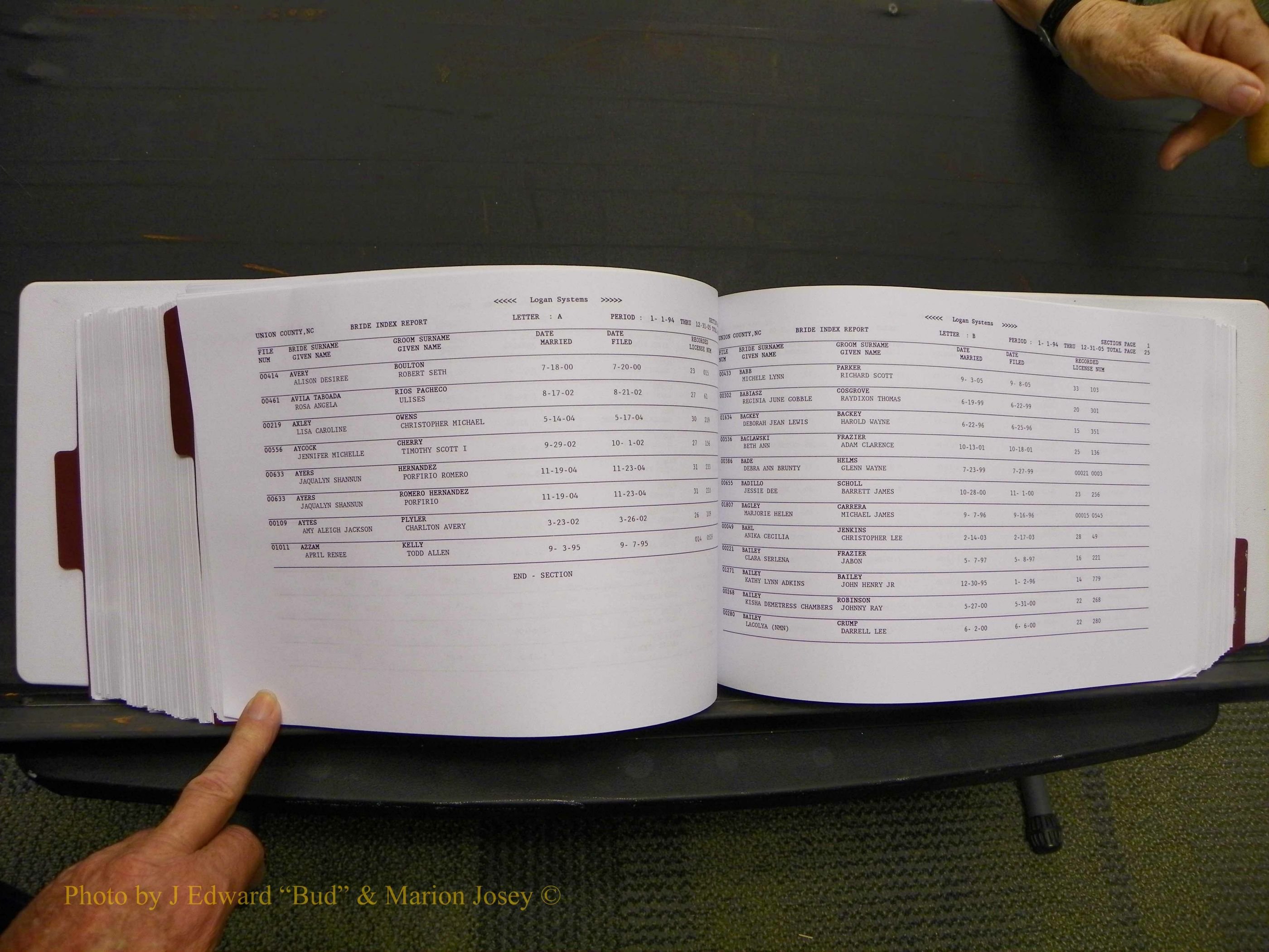Union Co, NC Marriages Male & Female Index, 1993-2005 (400).JPG