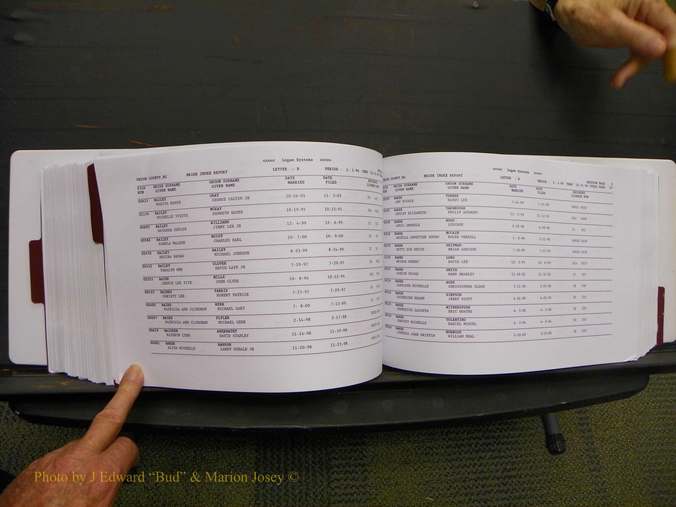 Union Co, NC Marriages Male & Female Index, 1993-2005 (401).JPG