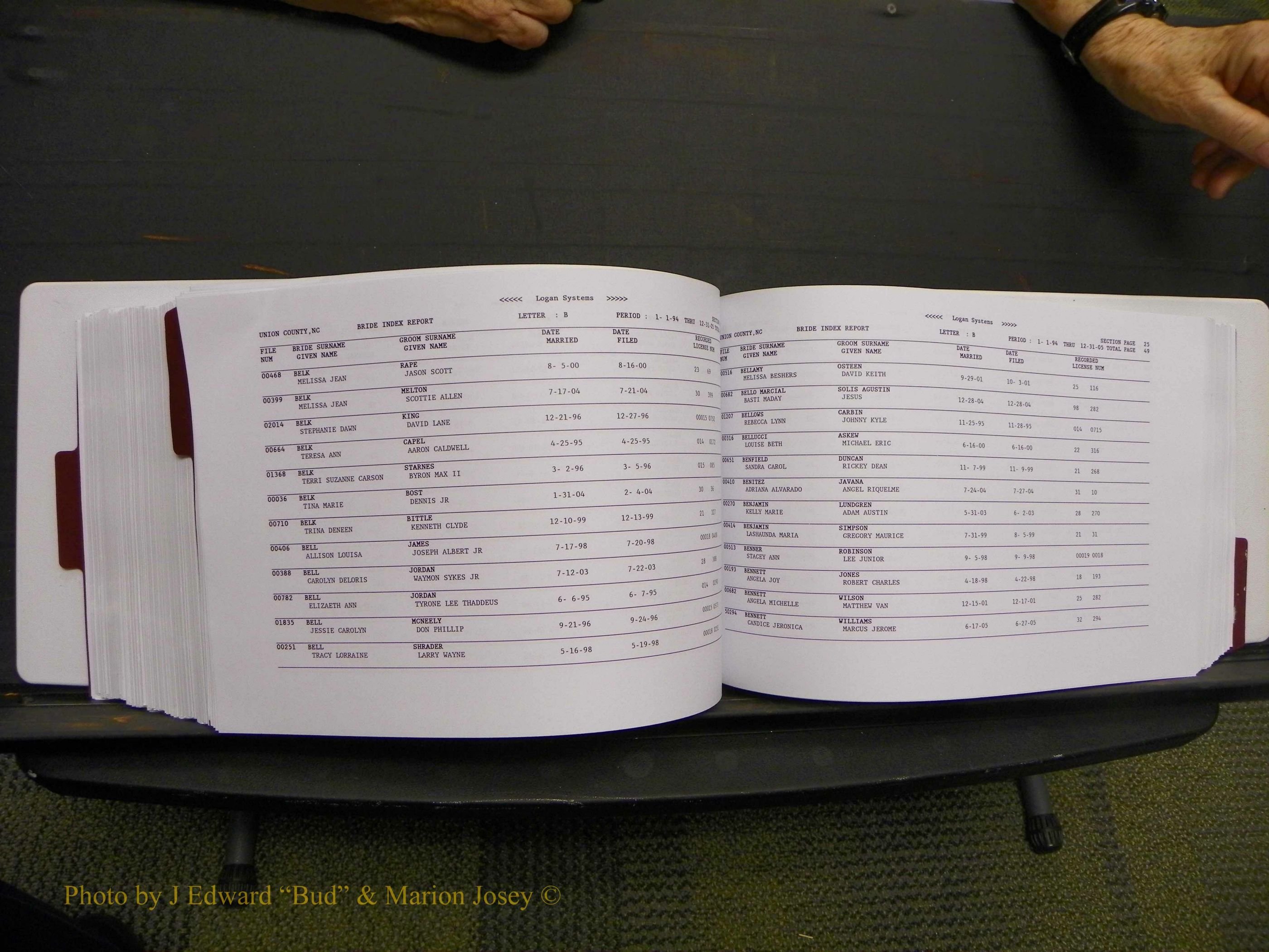 Union Co, NC Marriages Male & Female Index, 1993-2005 (413).JPG