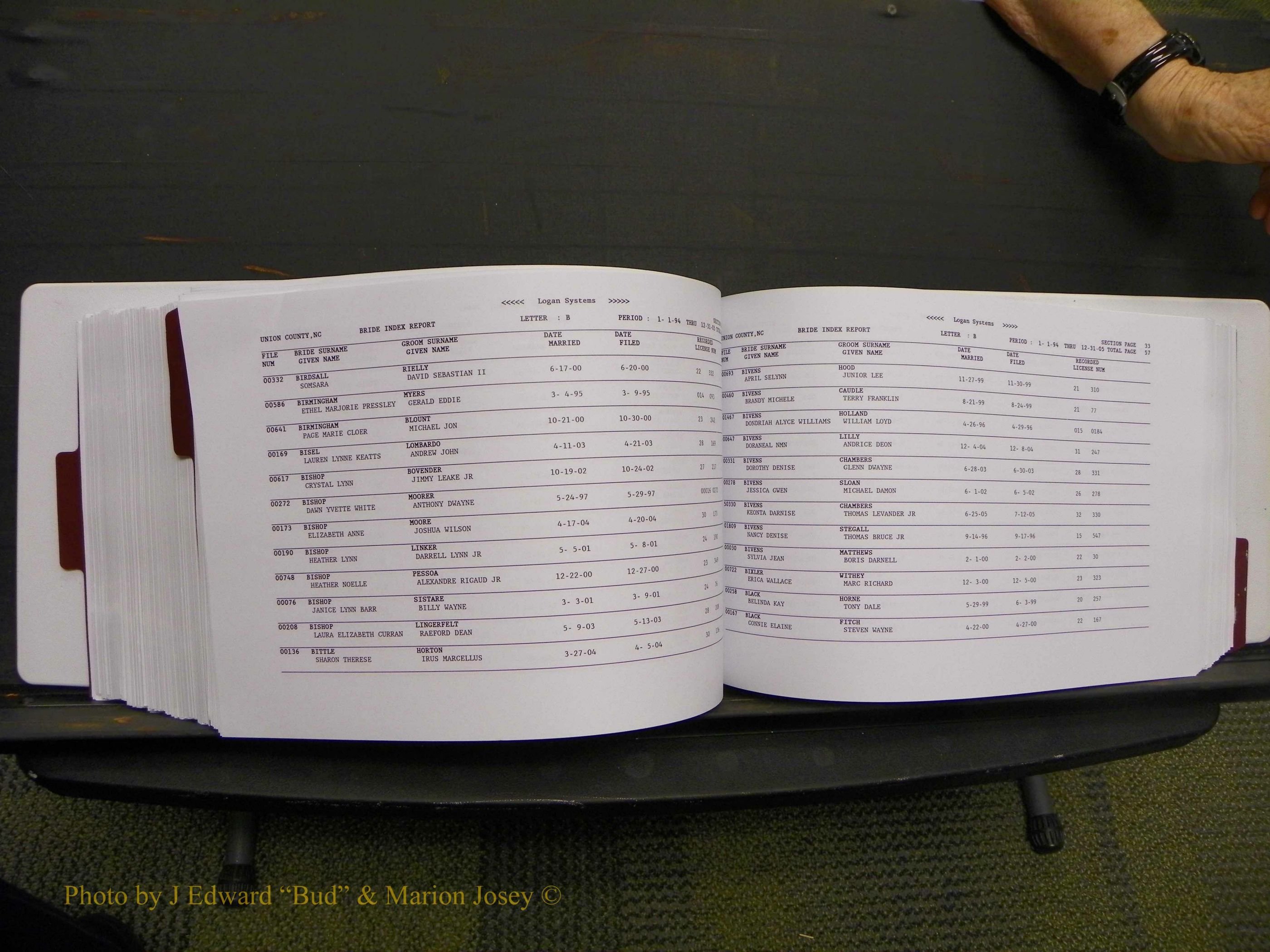 Union Co, NC Marriages Male & Female Index, 1993-2005 (415).JPG