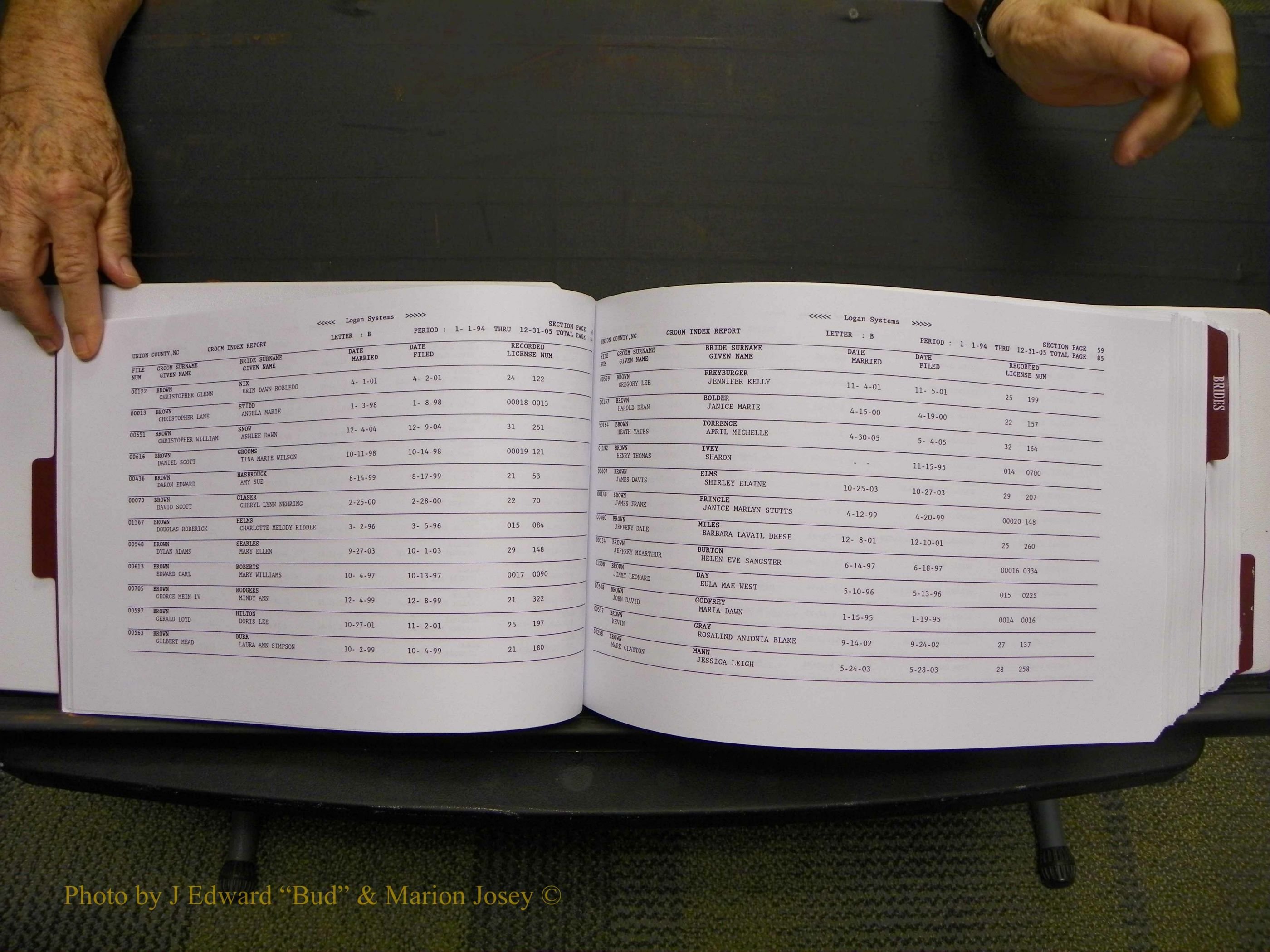 Union Co, NC Marriages Male & Female Index, 1993-2005 (45).JPG