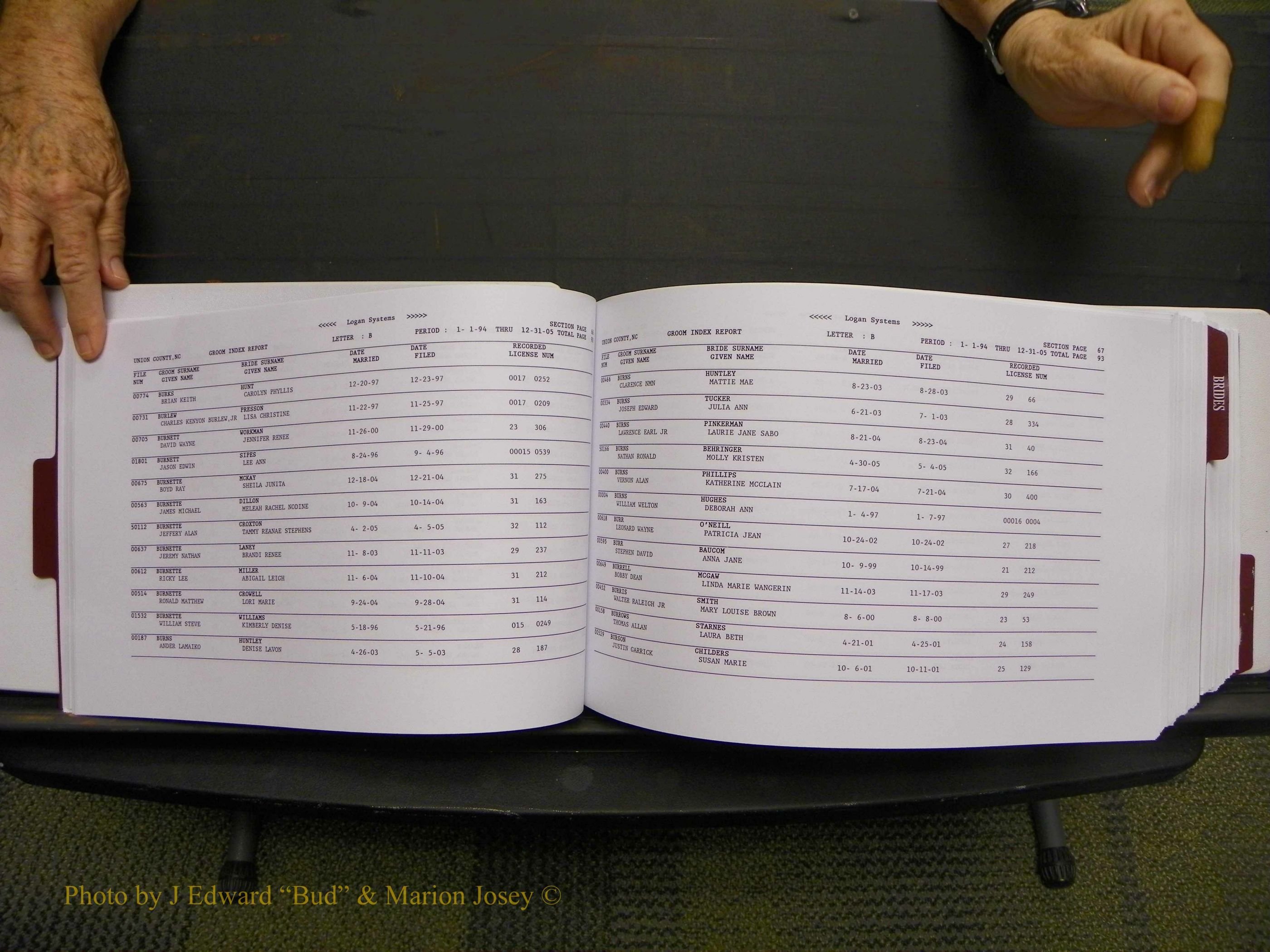 Union Co, NC Marriages Male & Female Index, 1993-2005 (48).JPG