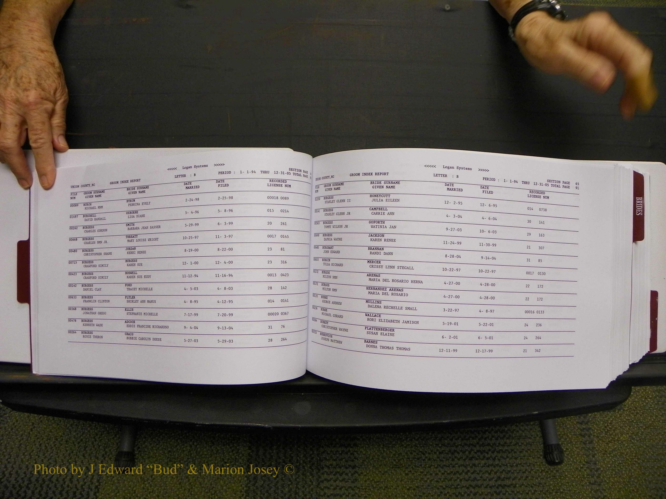 Union Co, NC Marriages Male & Female Index, 1993-2005 (49).JPG
