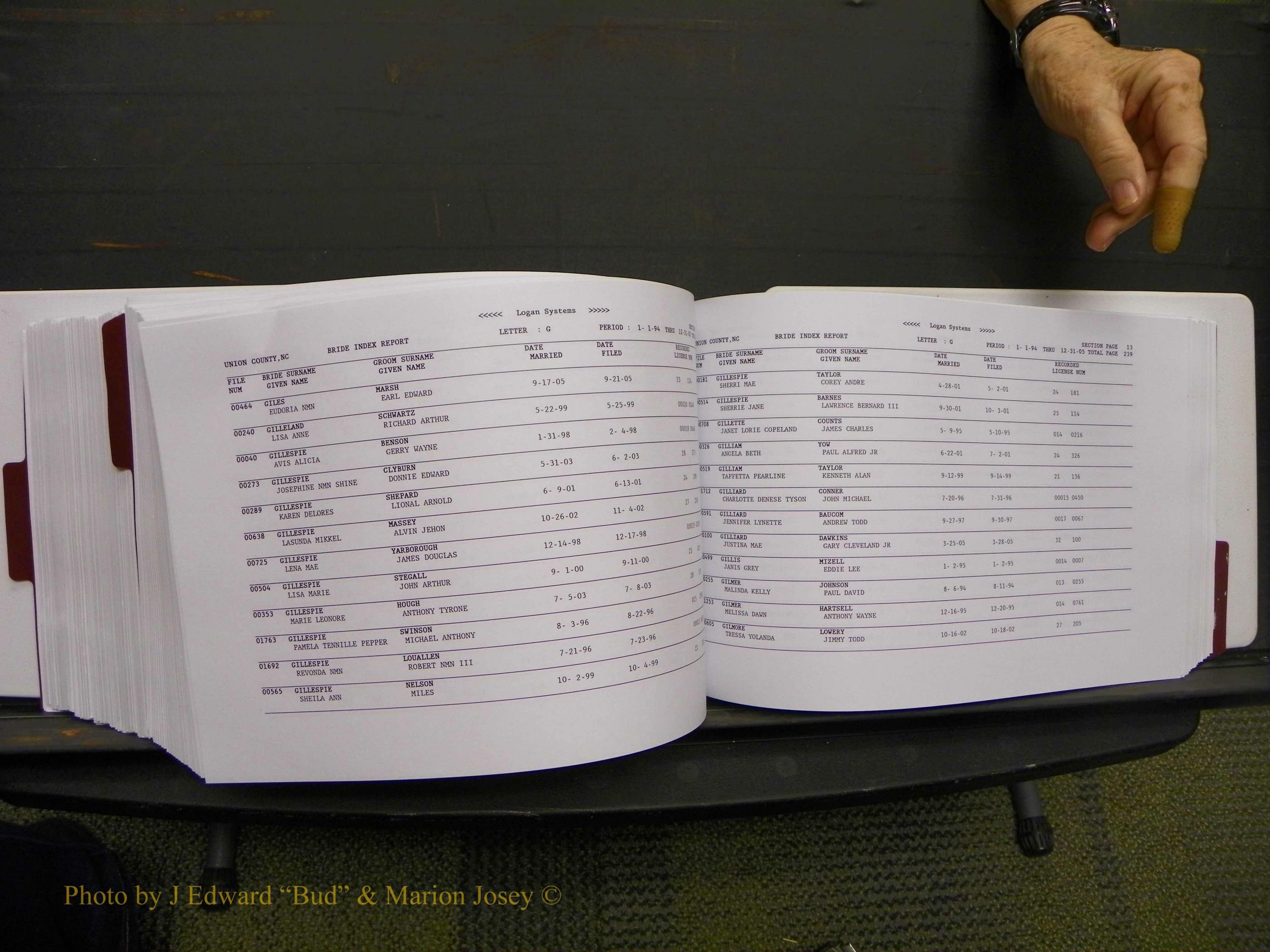 Union Co, NC Marriages Male & Female Index, 1993-2005 (507).JPG