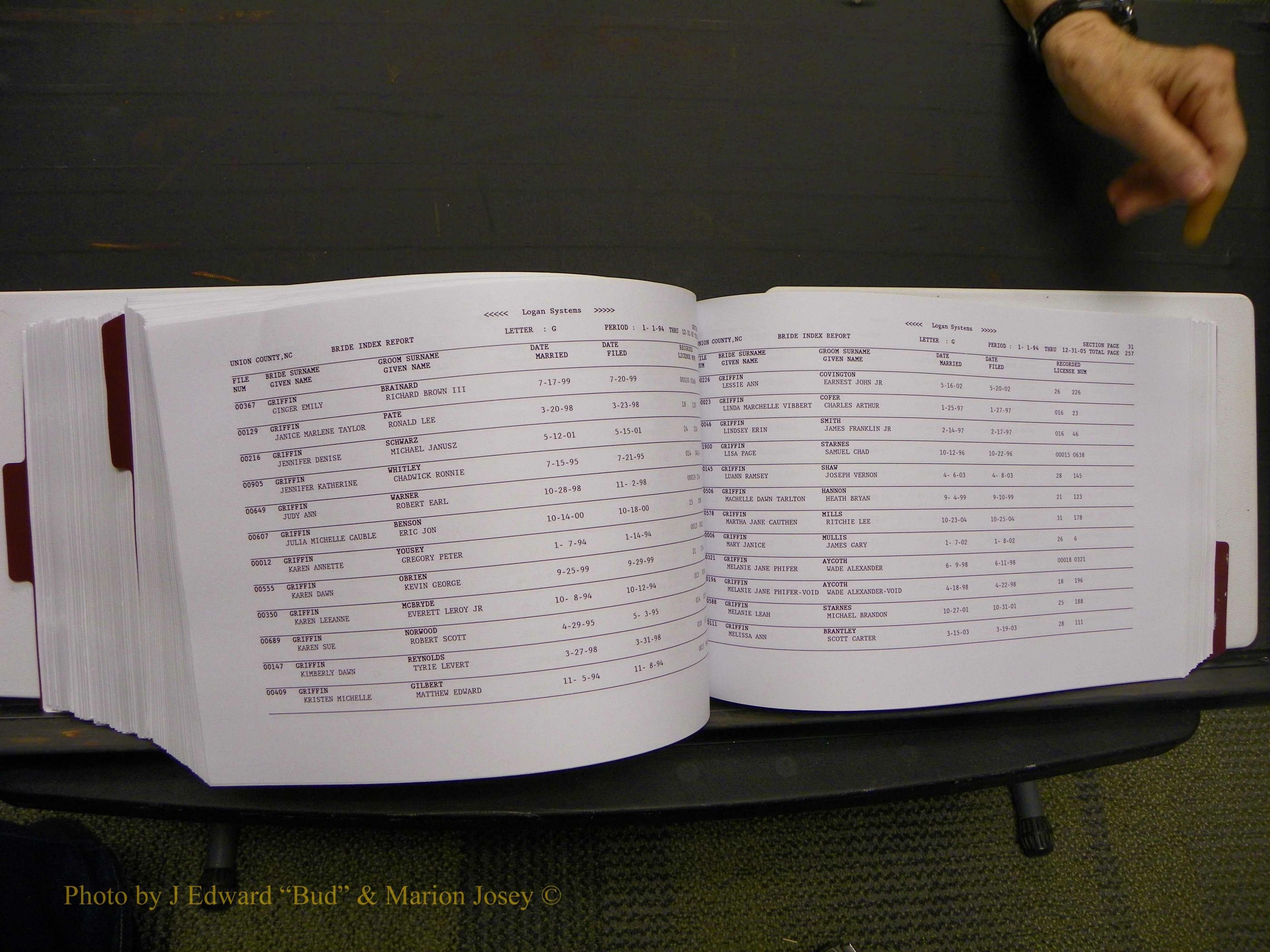 Union Co, NC Marriages Male & Female Index, 1993-2005 (517).JPG