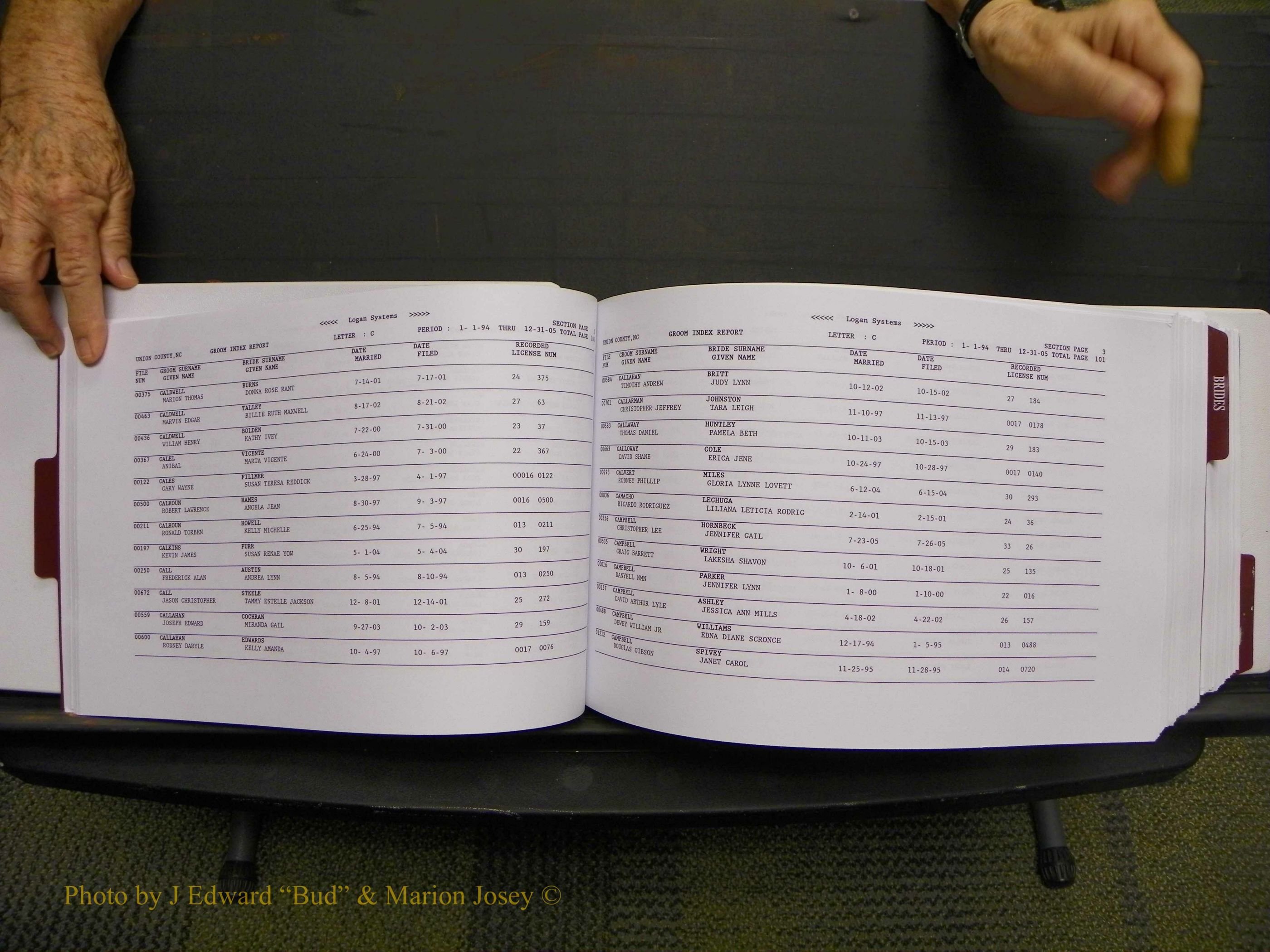 Union Co, NC Marriages Male & Female Index, 1993-2005 (54).JPG