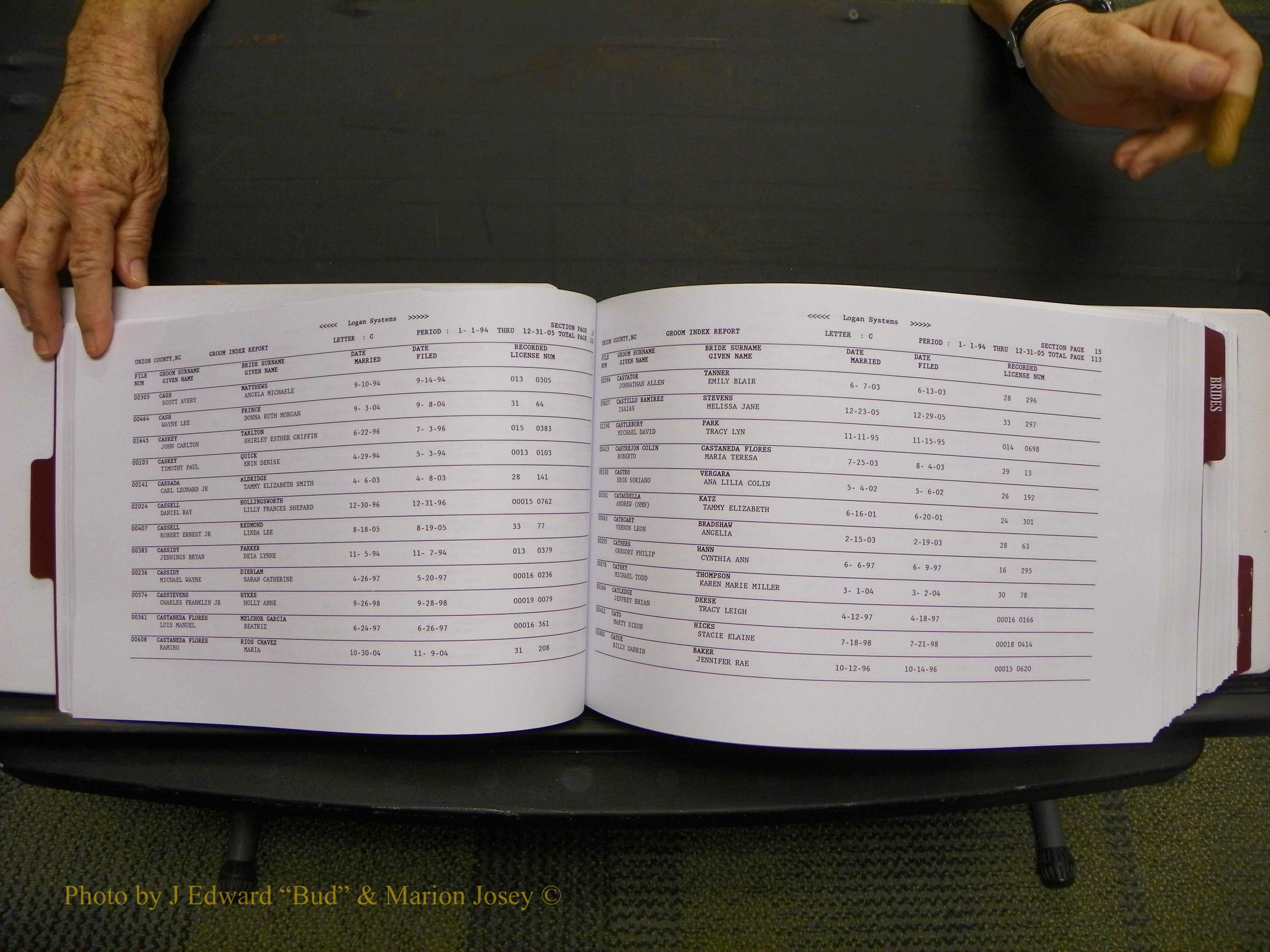 Union Co, NC Marriages Male & Female Index, 1993-2005 (60).JPG