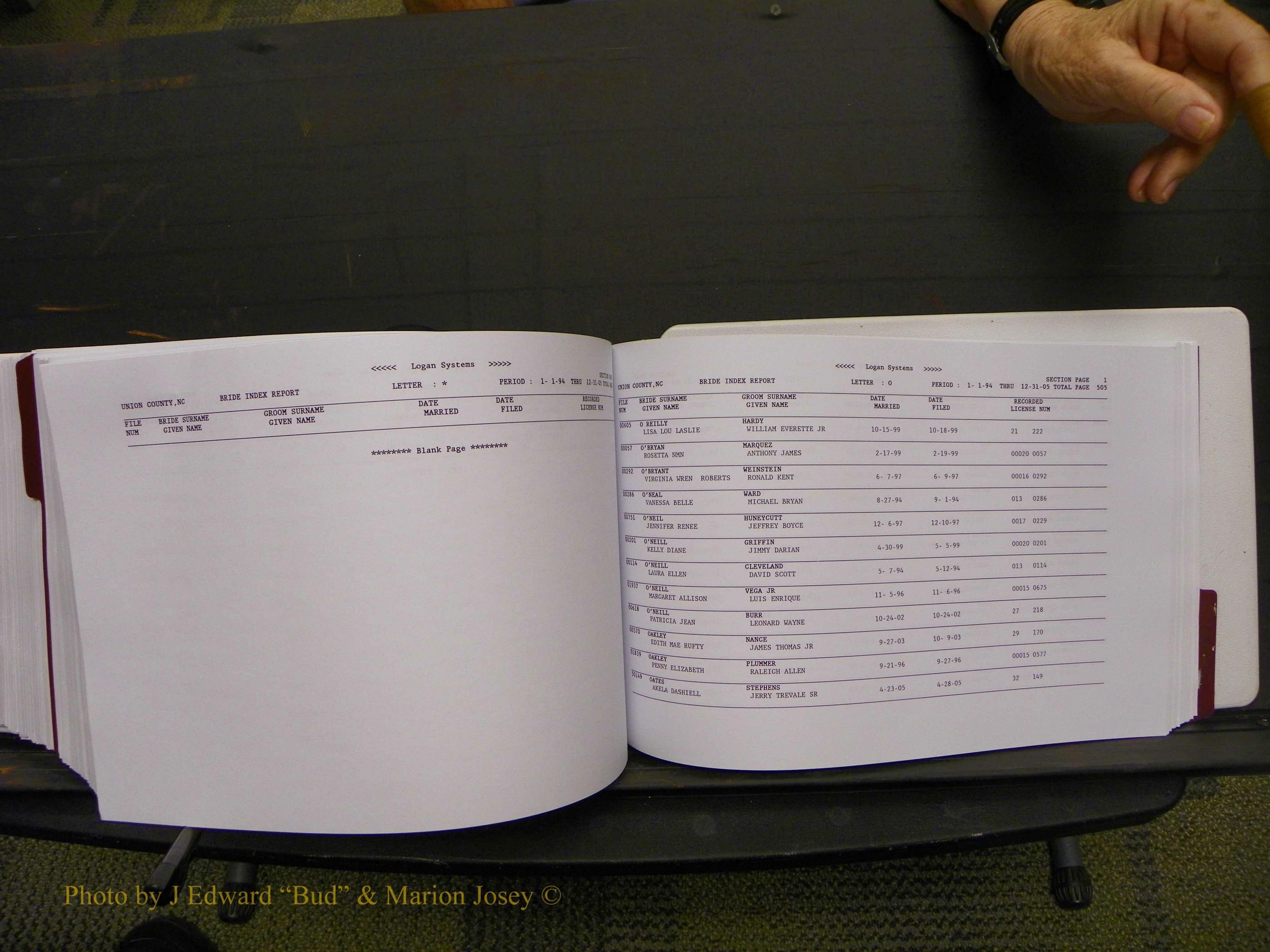 Union Co, NC Marriages Male & Female Index, 1993-2005 (640).JPG