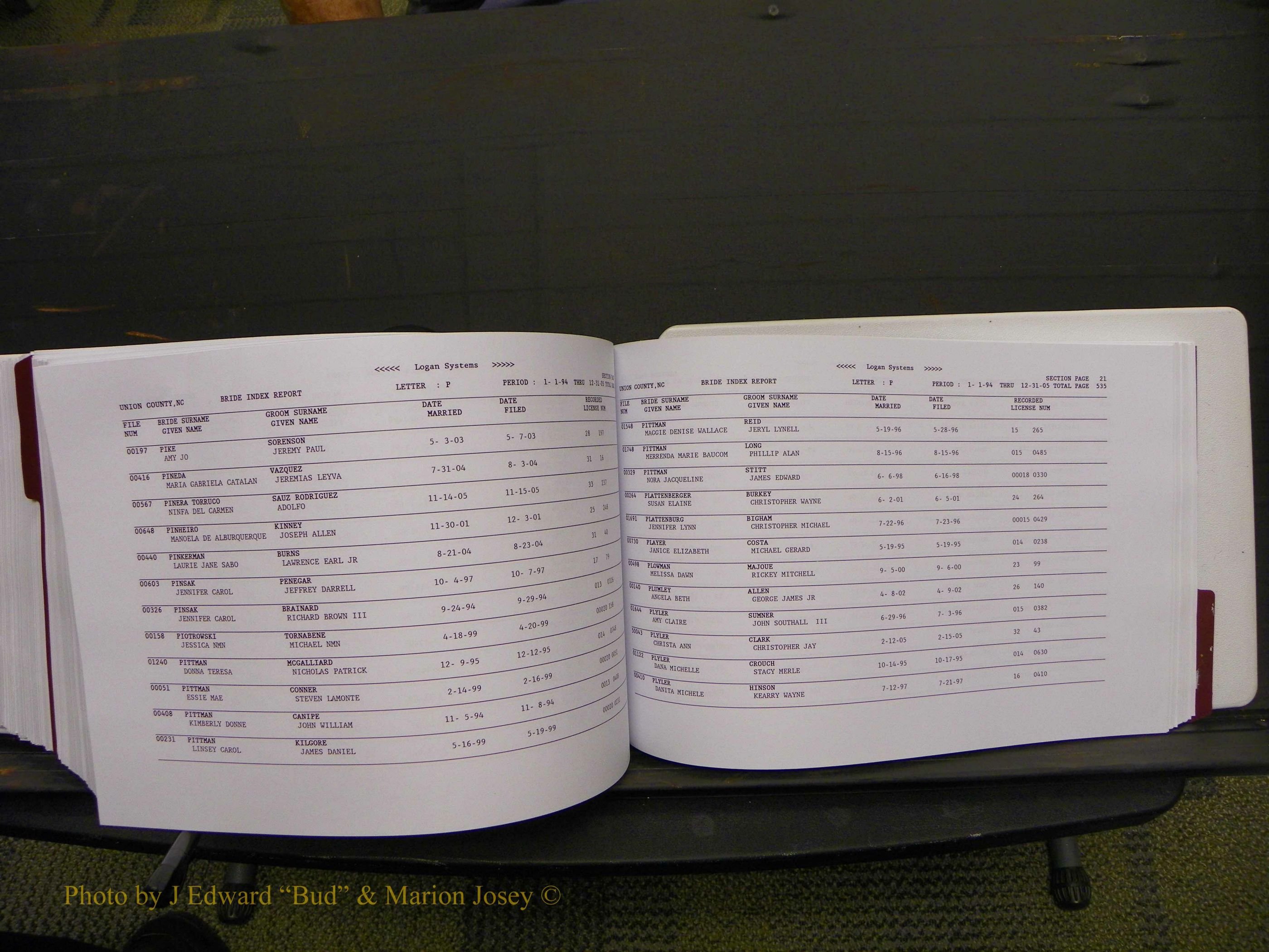 Union Co, NC Marriages Male & Female Index, 1993-2005 (656).JPG