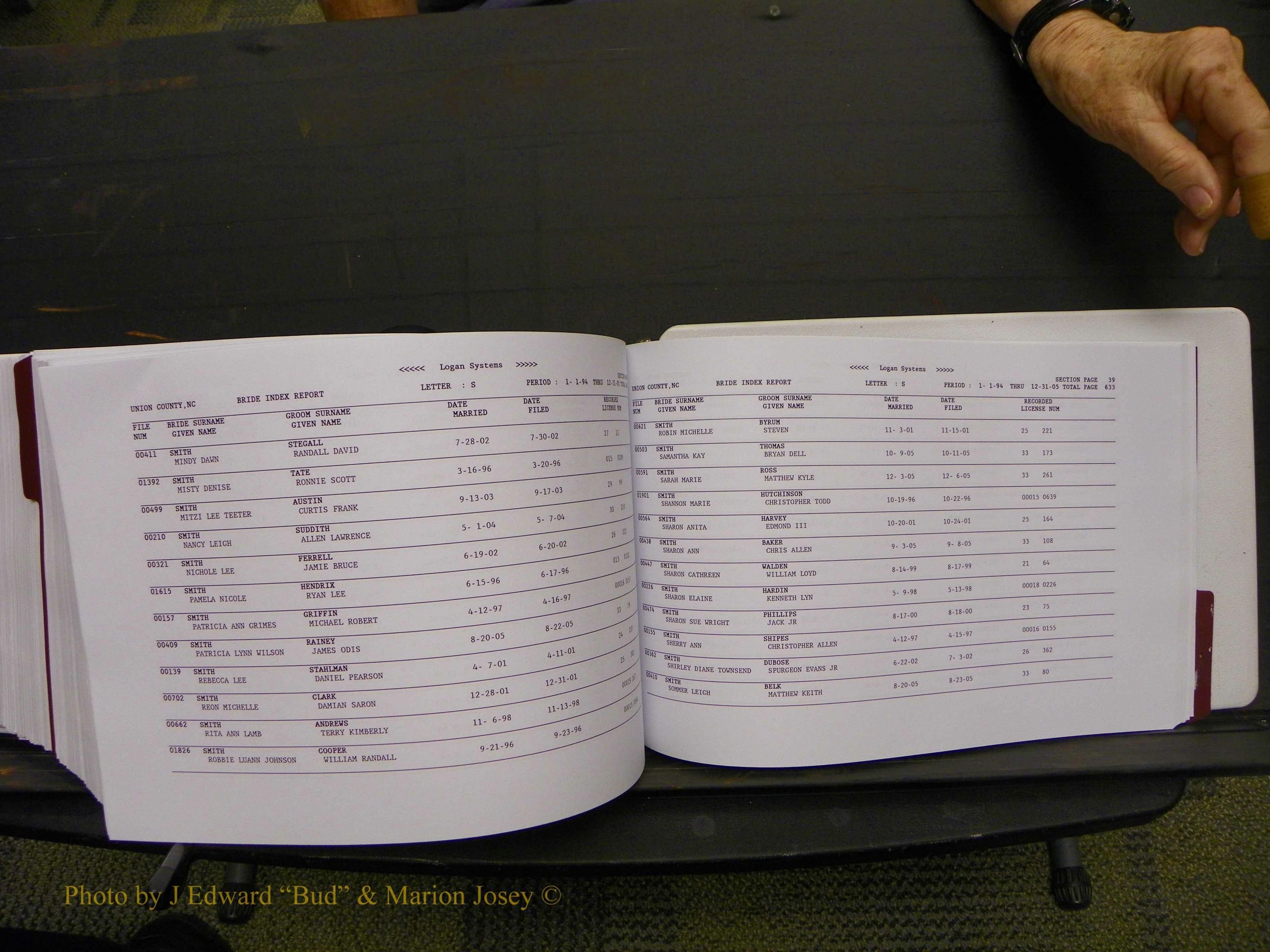 Union Co, NC Marriages Male & Female Index, 1993-2005 (706).JPG
