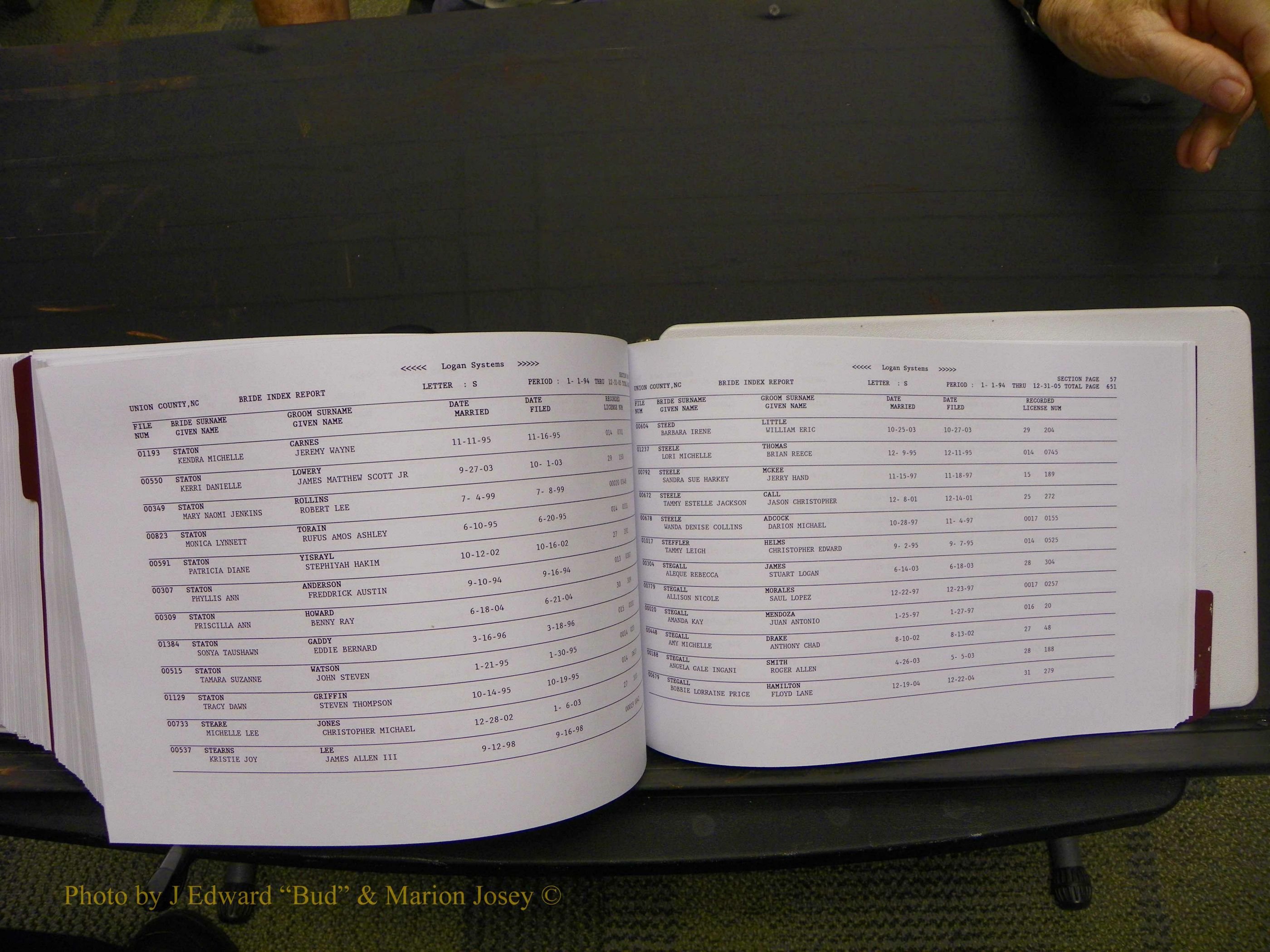 Union Co, NC Marriages Male & Female Index, 1993-2005 (715).JPG