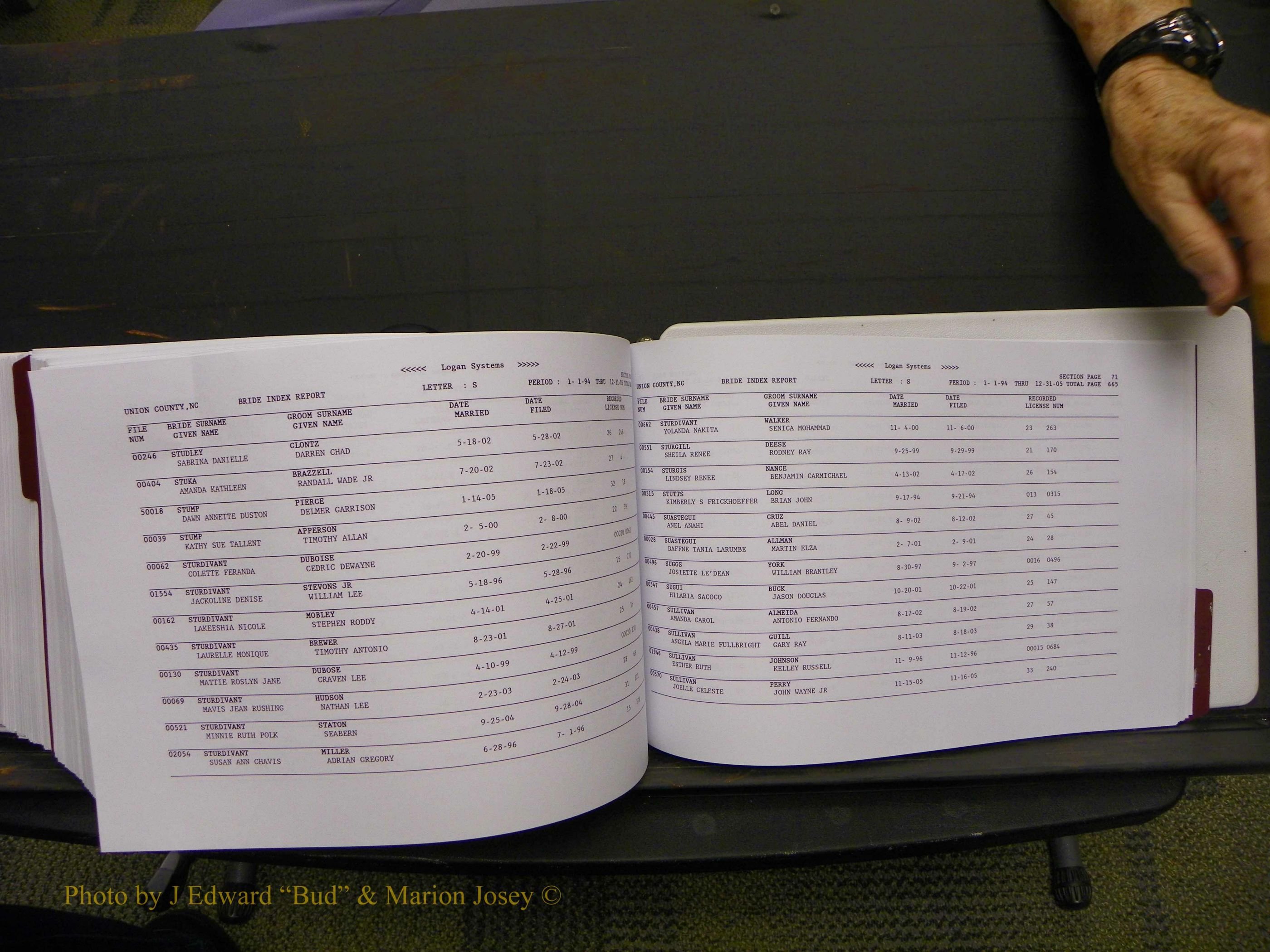 Union Co, NC Marriages Male & Female Index, 1993-2005 (722).JPG