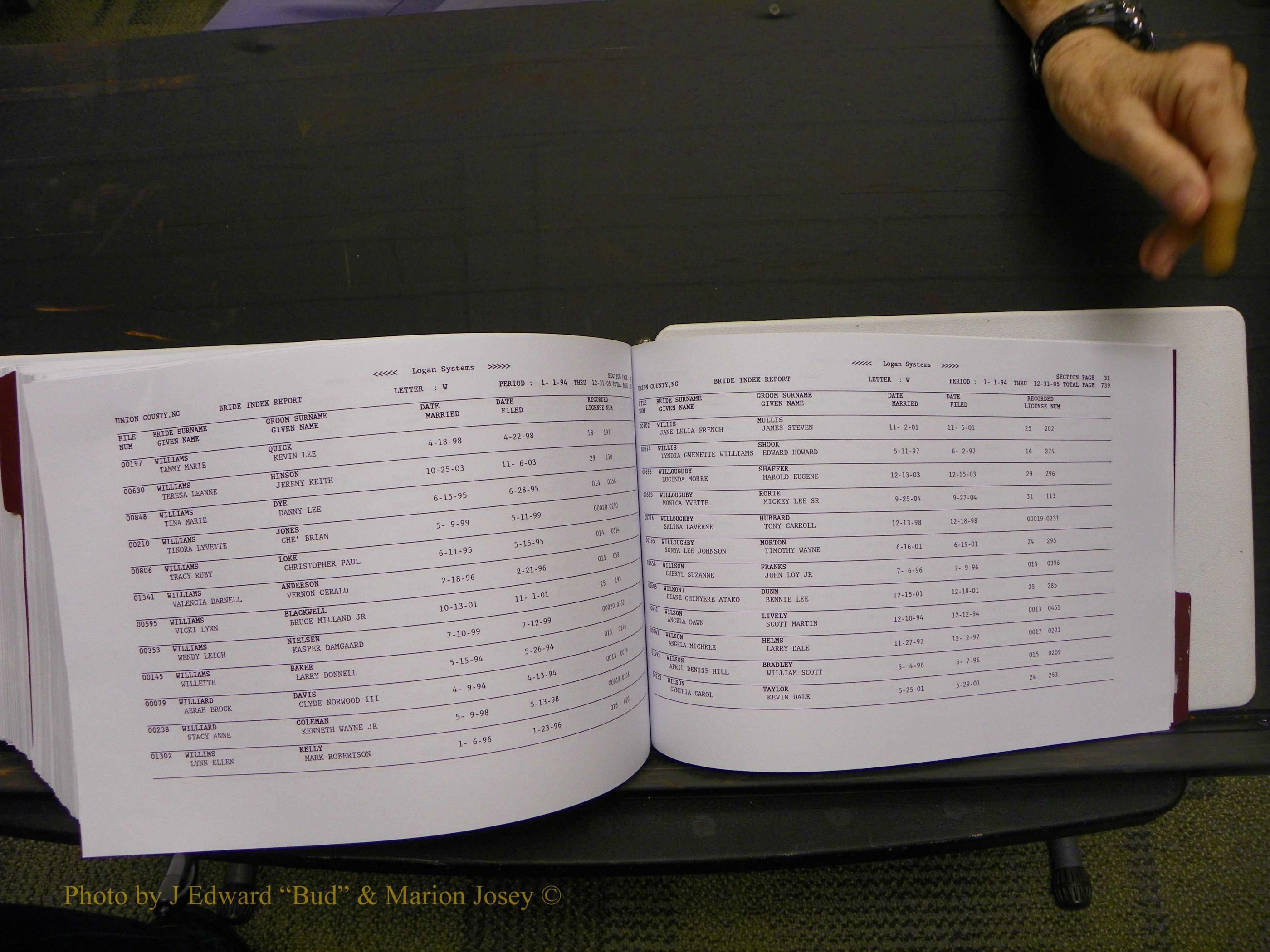 Union Co, NC Marriages Male & Female Index, 1993-2005 (760).JPG