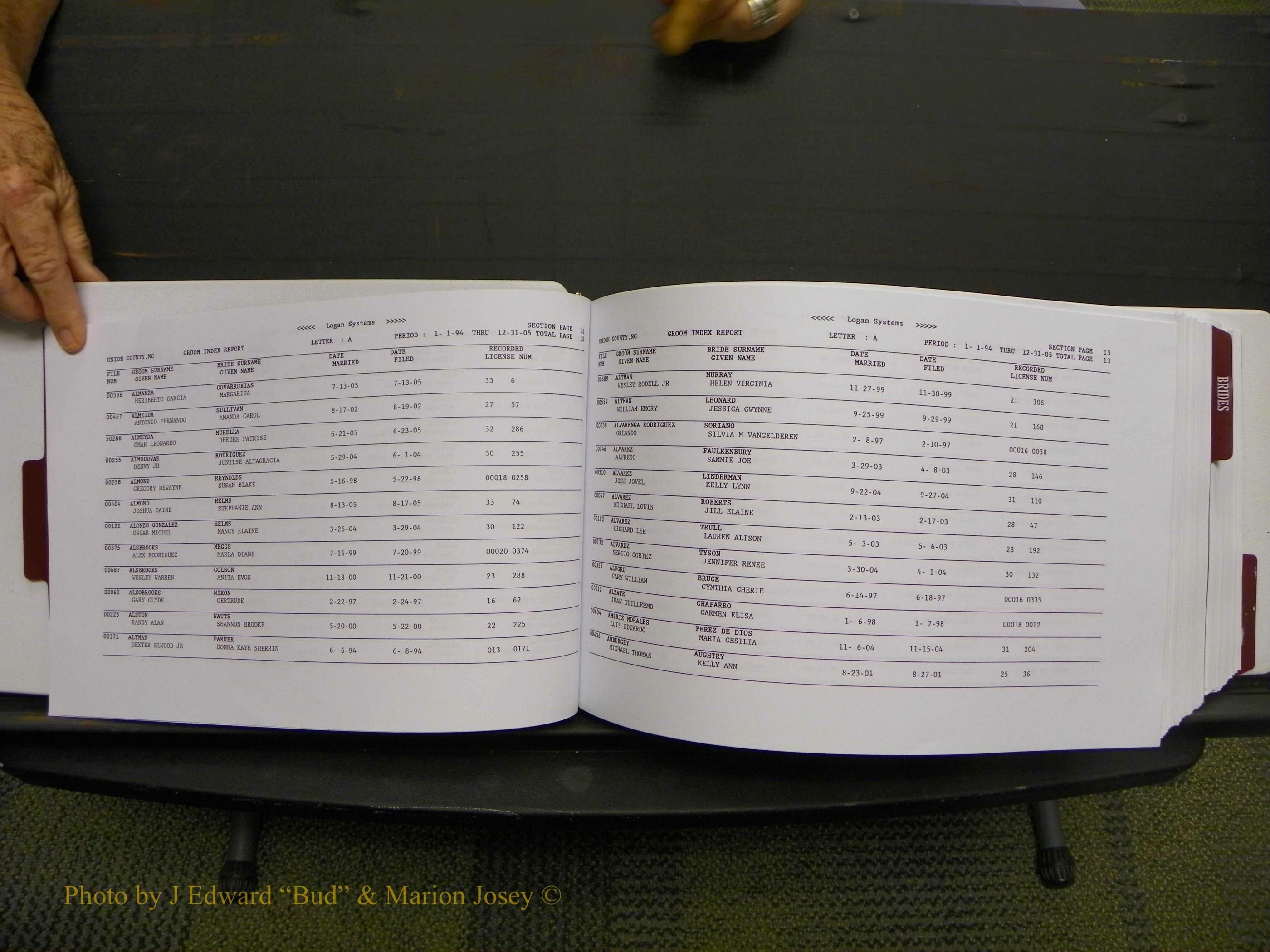 Union Co, NC Marriages Male & Female Index, 1993-2005 (8).JPG