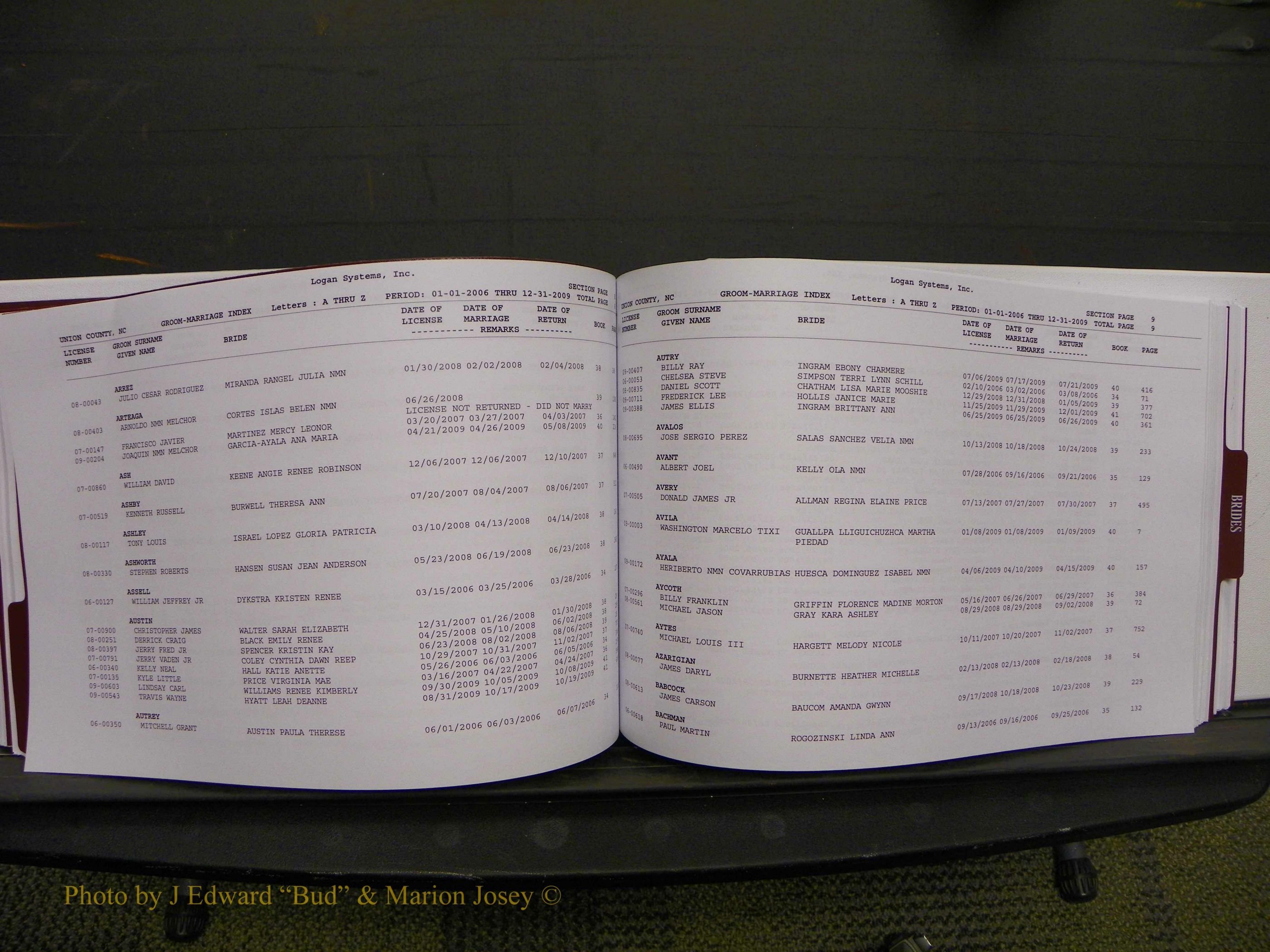 Union Co, NC Marriages Male & Female Index, 2006-2010 (132).JPG