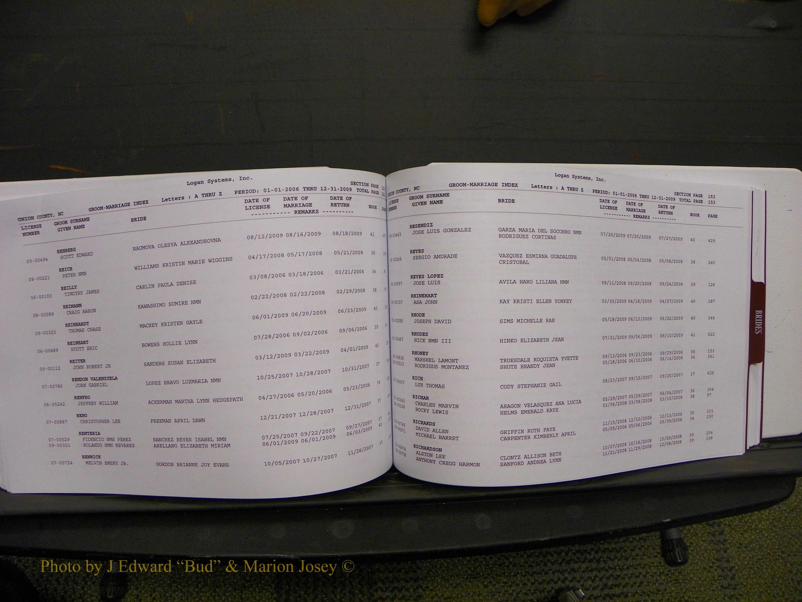 Union Co, NC Marriages Male & Female Index, 2006-2010 (204).JPG