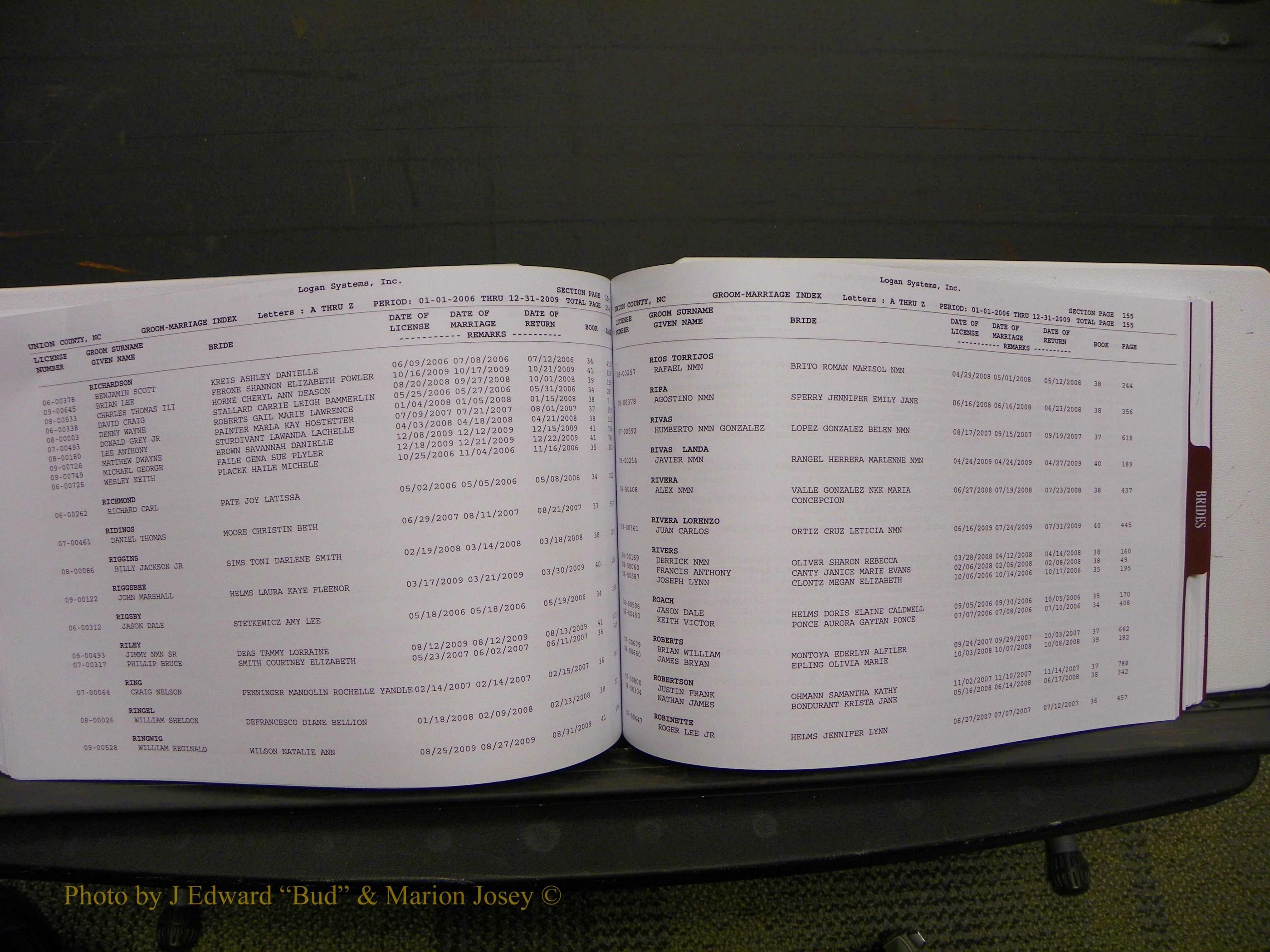 Union Co, NC Marriages Male & Female Index, 2006-2010 (205).JPG