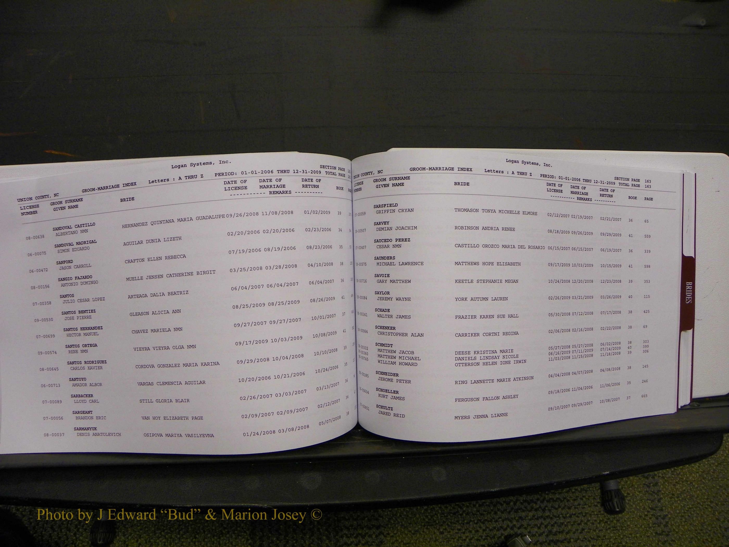 Union Co, NC Marriages Male & Female Index, 2006-2010 (209).JPG
