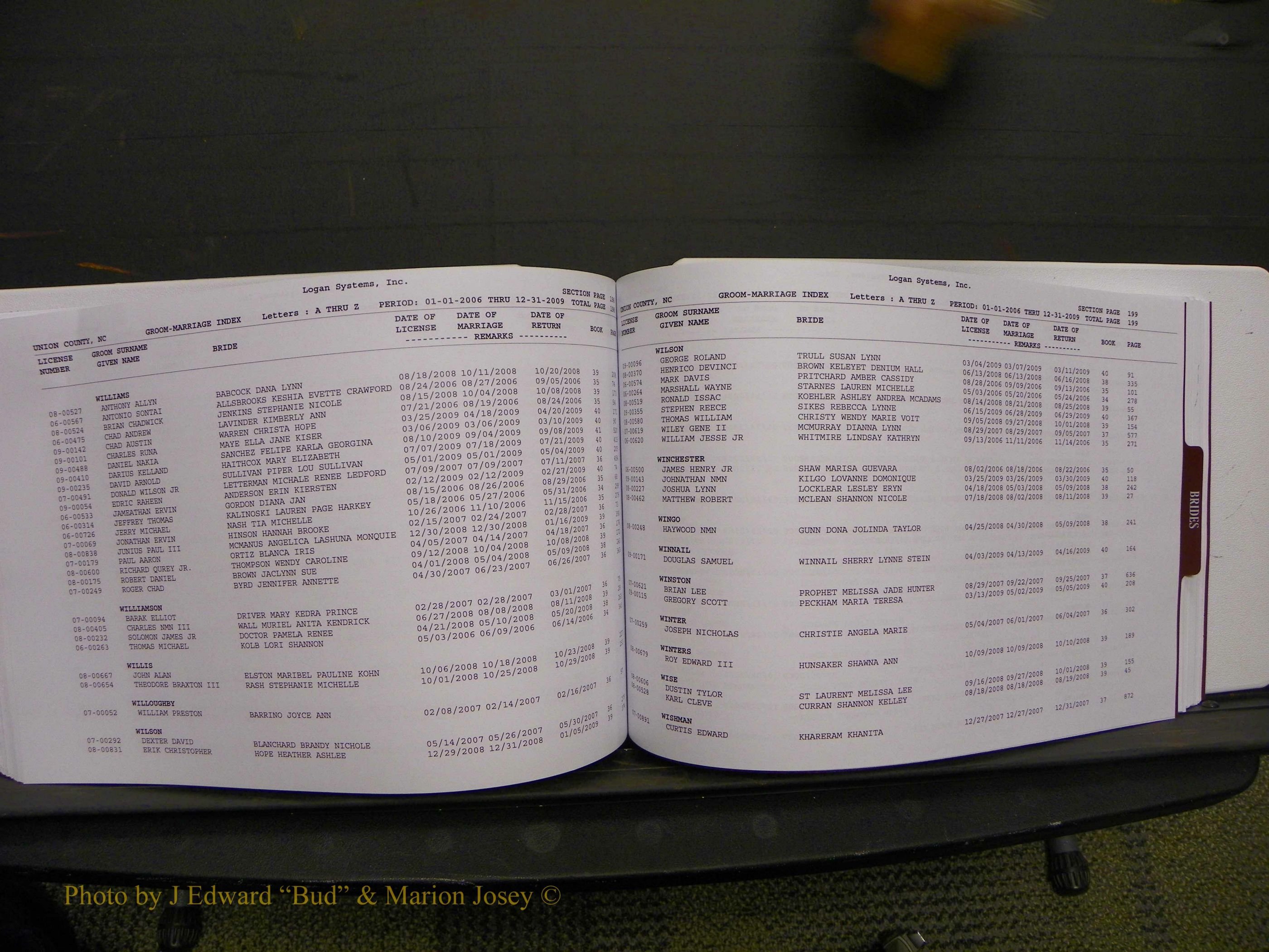 Union Co, NC Marriages Male & Female Index, 2006-2010 (227).JPG