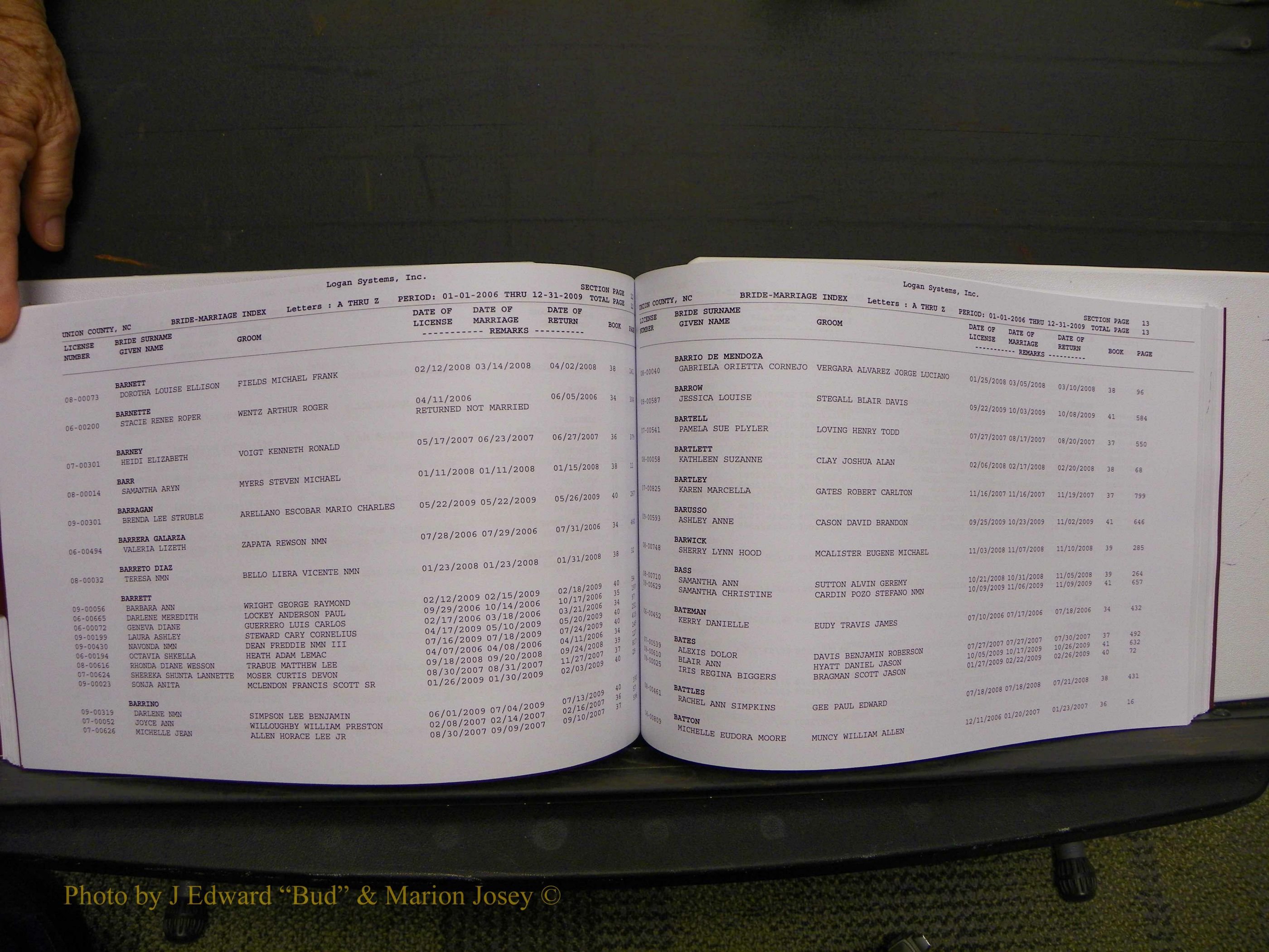 Union Co, NC Marriages Male & Female Index, 2006-2010 (236).JPG