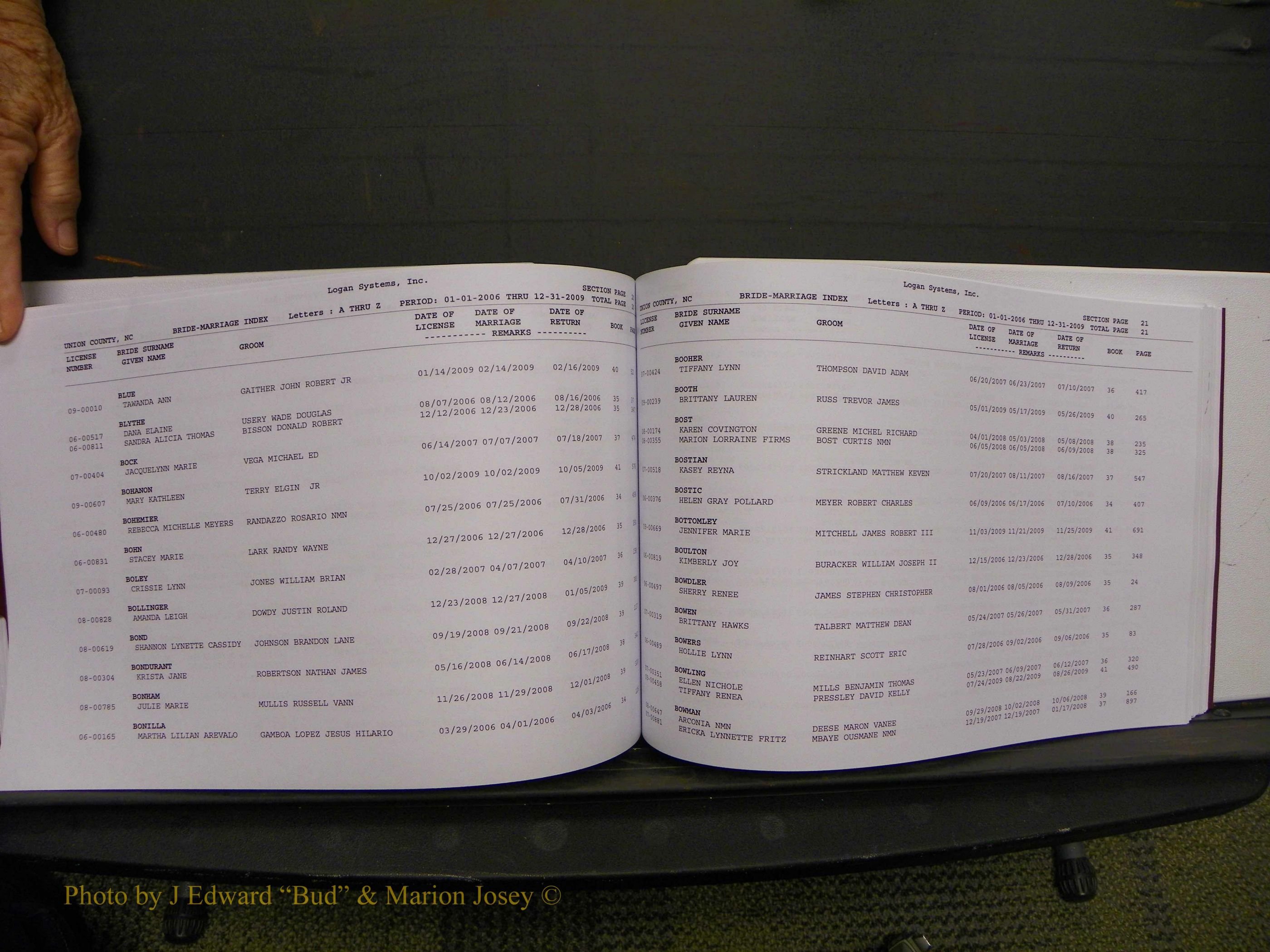 Union Co, NC Marriages Male & Female Index, 2006-2010 (242).JPG