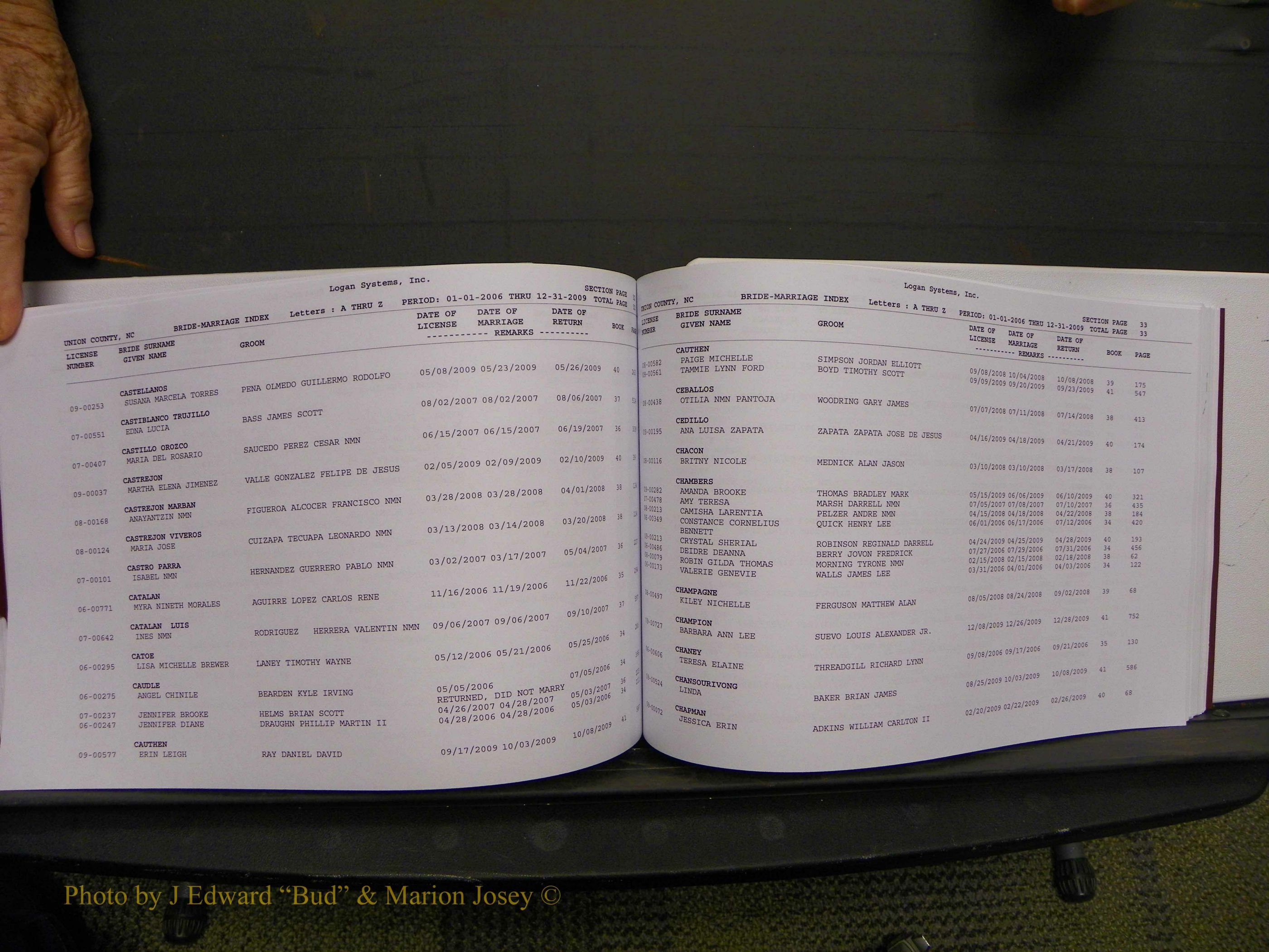 Union Co, NC Marriages Male & Female Index, 2006-2010 (247).JPG