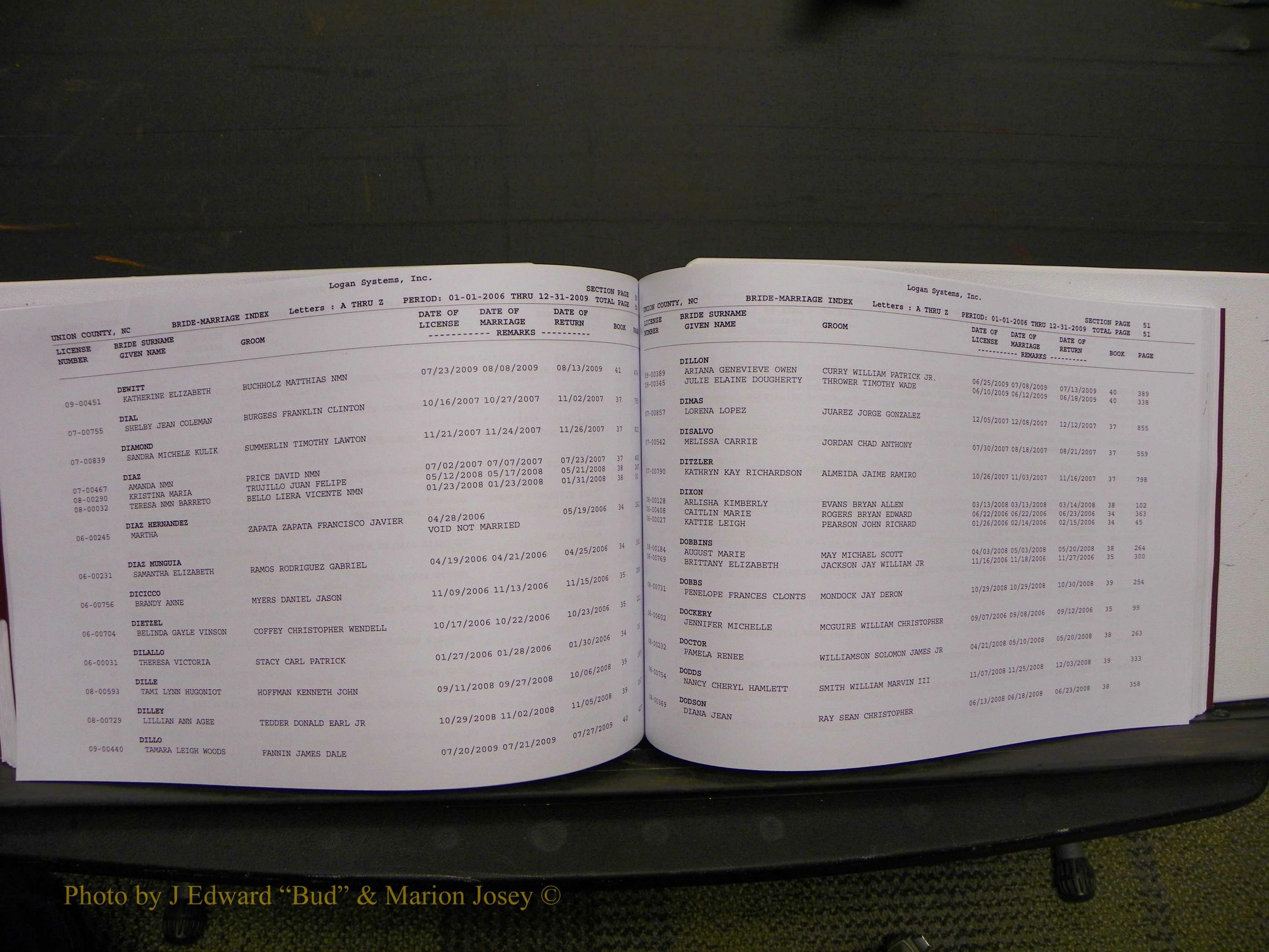 Union Co, NC Marriages Male & Female Index, 2006-2010 (256).JPG