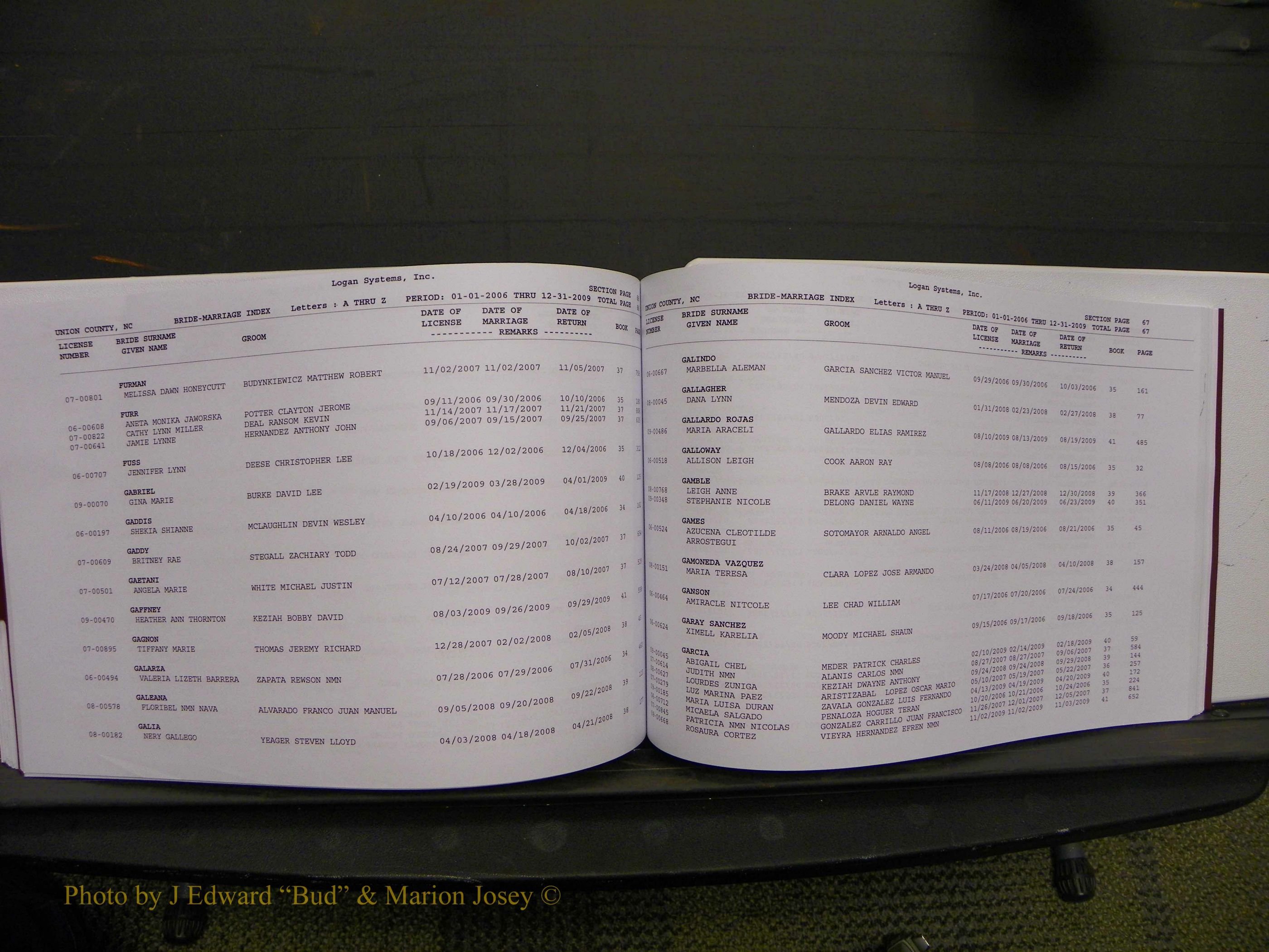 Union Co, NC Marriages Male & Female Index, 2006-2010 (264).JPG