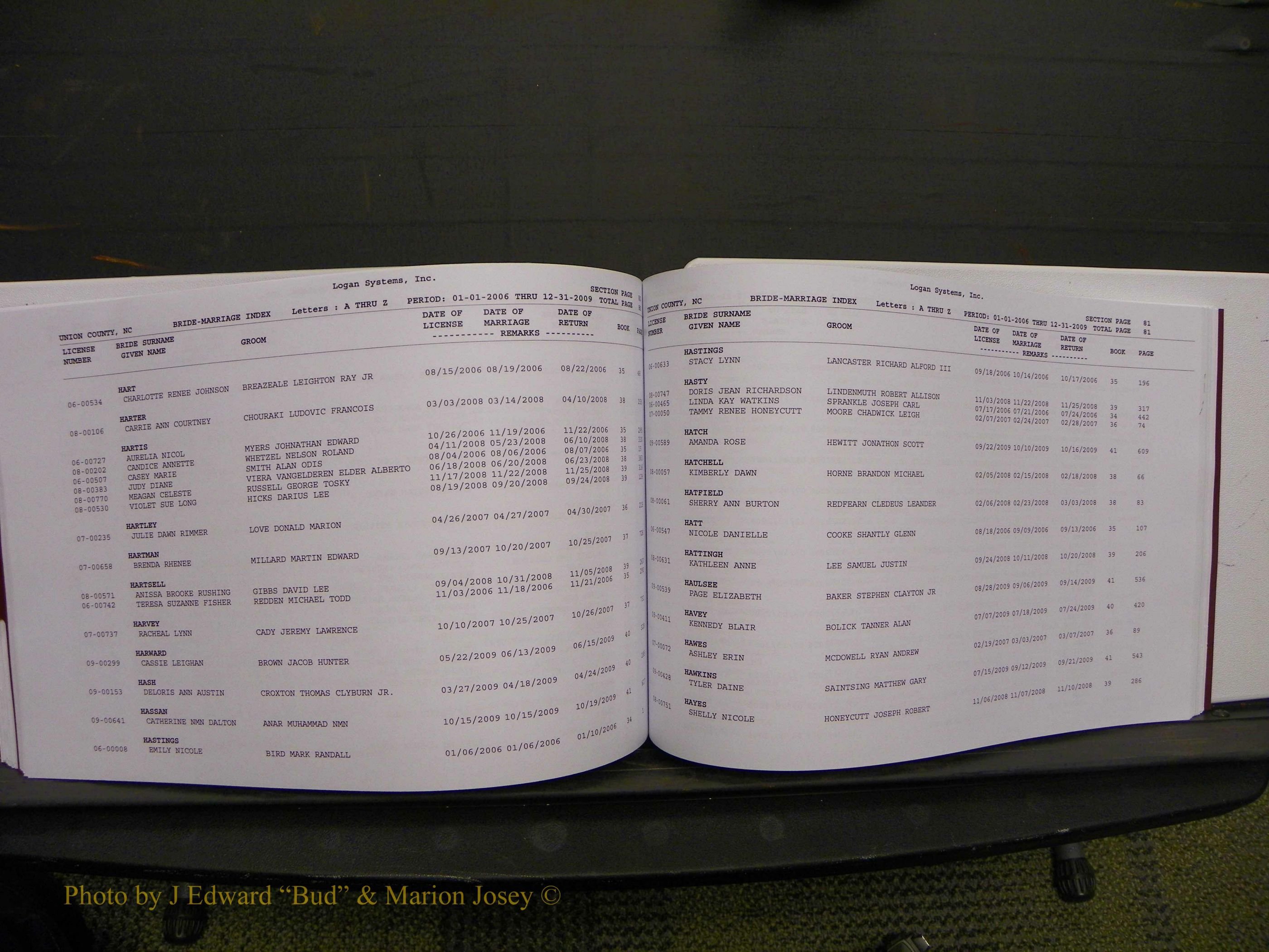 Union Co, NC Marriages Male & Female Index, 2006-2010 (270).JPG