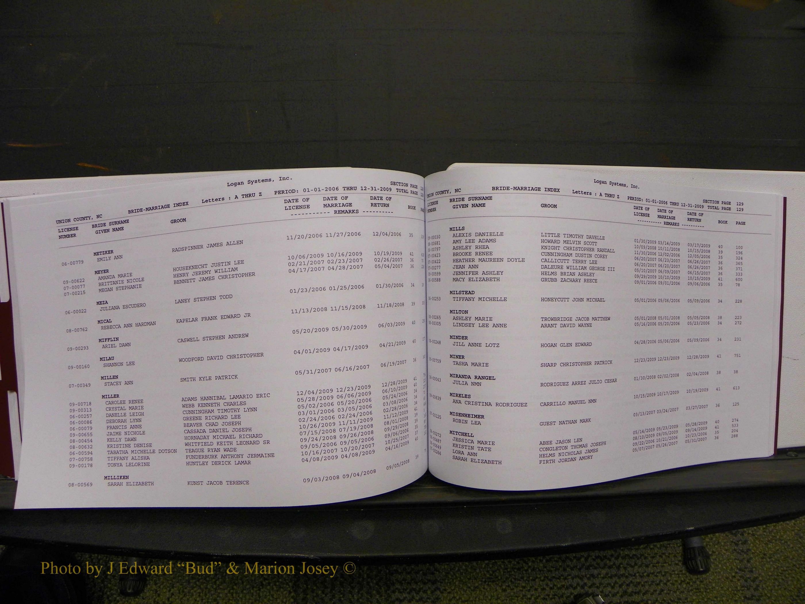 Union Co, NC Marriages Male & Female Index, 2006-2010 (295).JPG