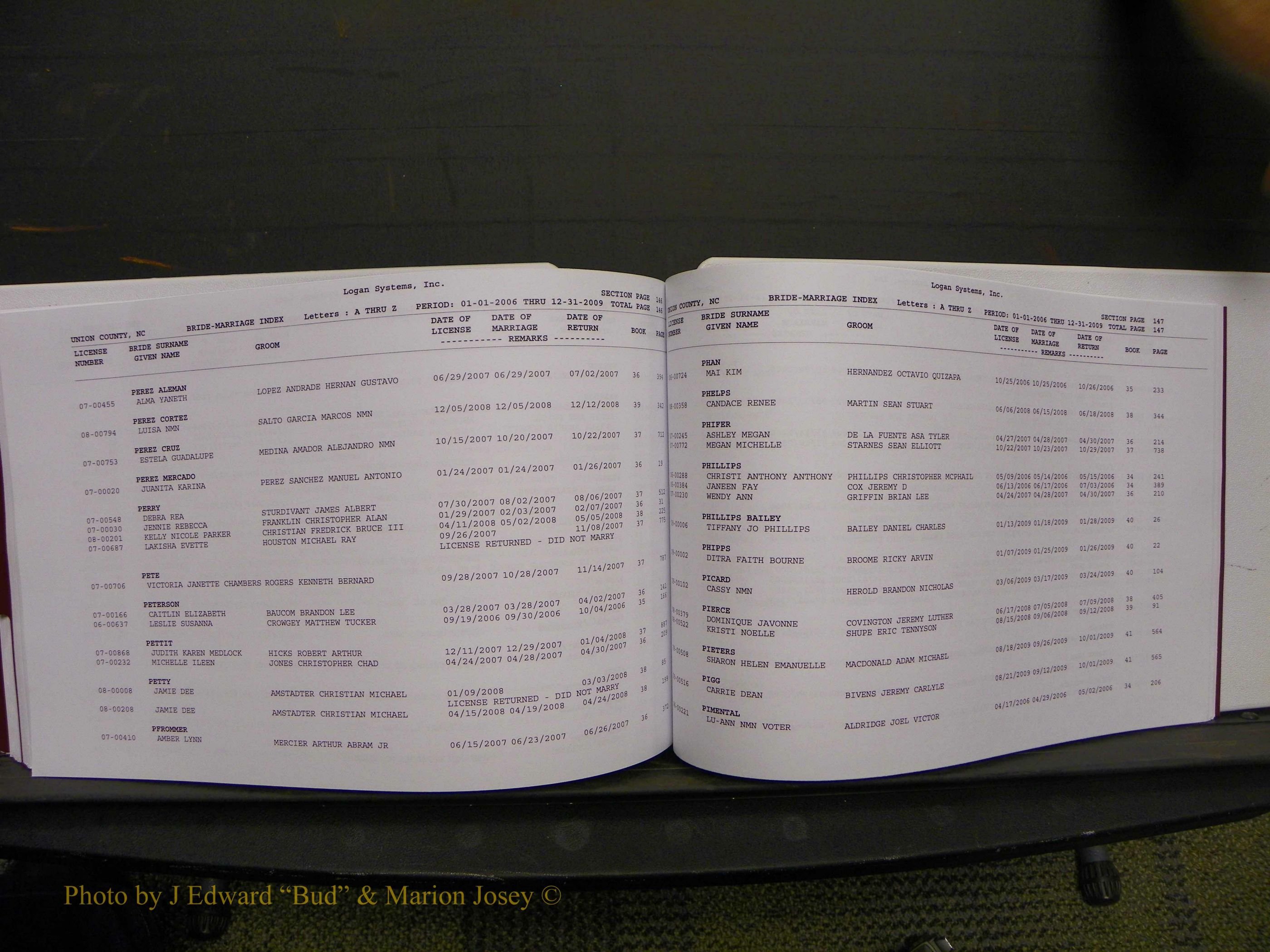 Union Co, NC Marriages Male & Female Index, 2006-2010 (304).JPG
