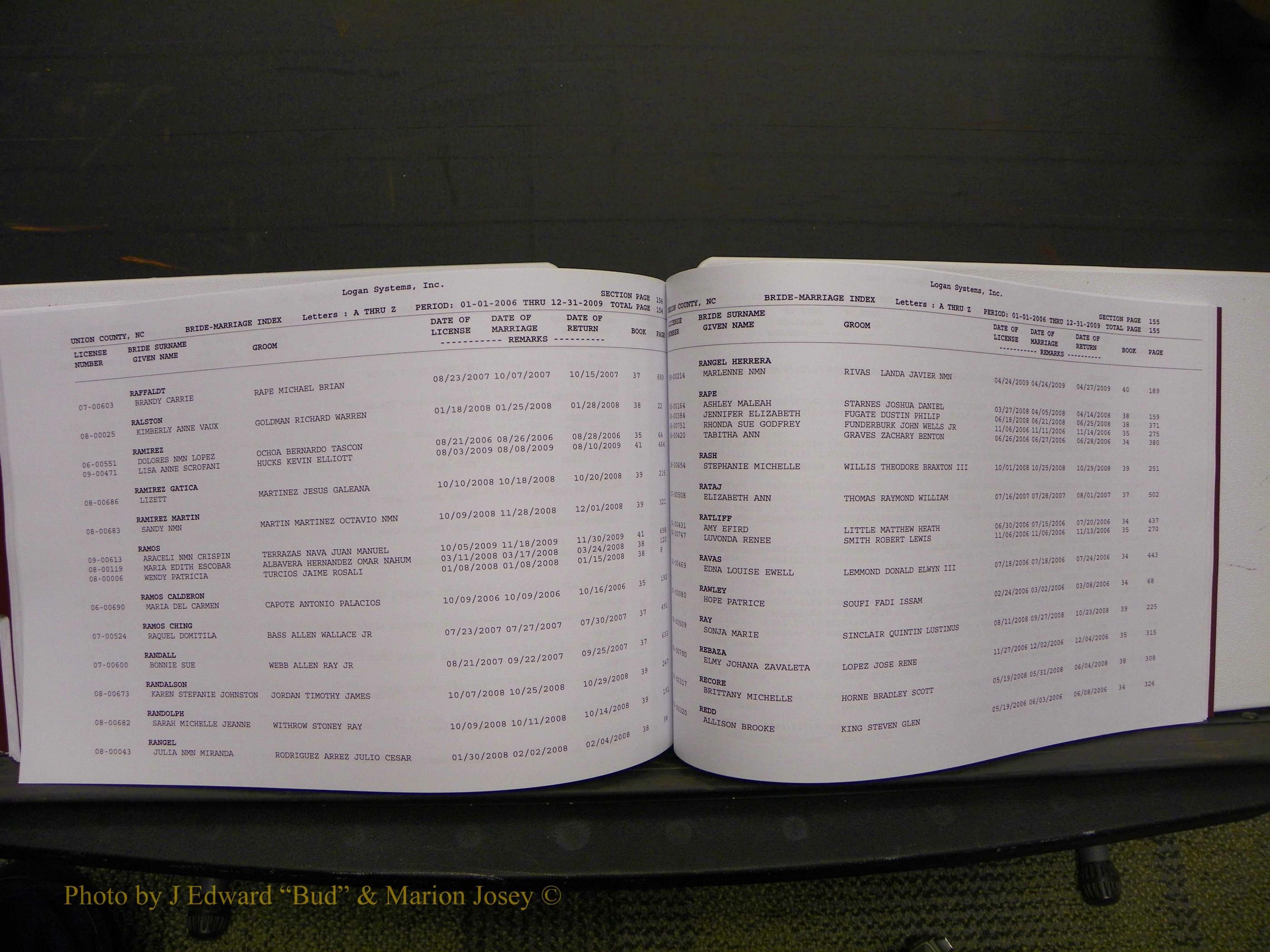 Union Co, NC Marriages Male & Female Index, 2006-2010 (308).JPG