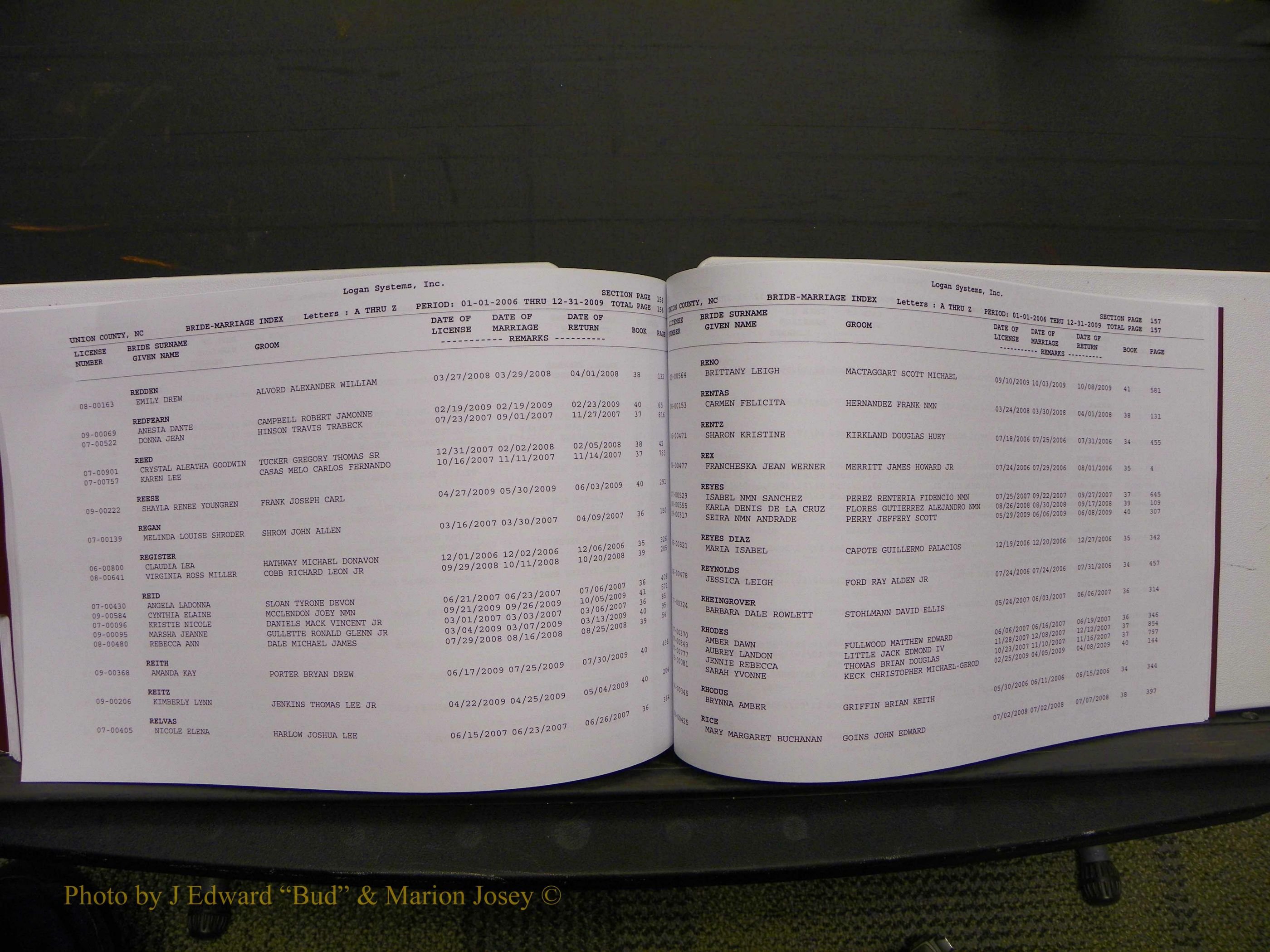 Union Co, NC Marriages Male & Female Index, 2006-2010 (309).JPG