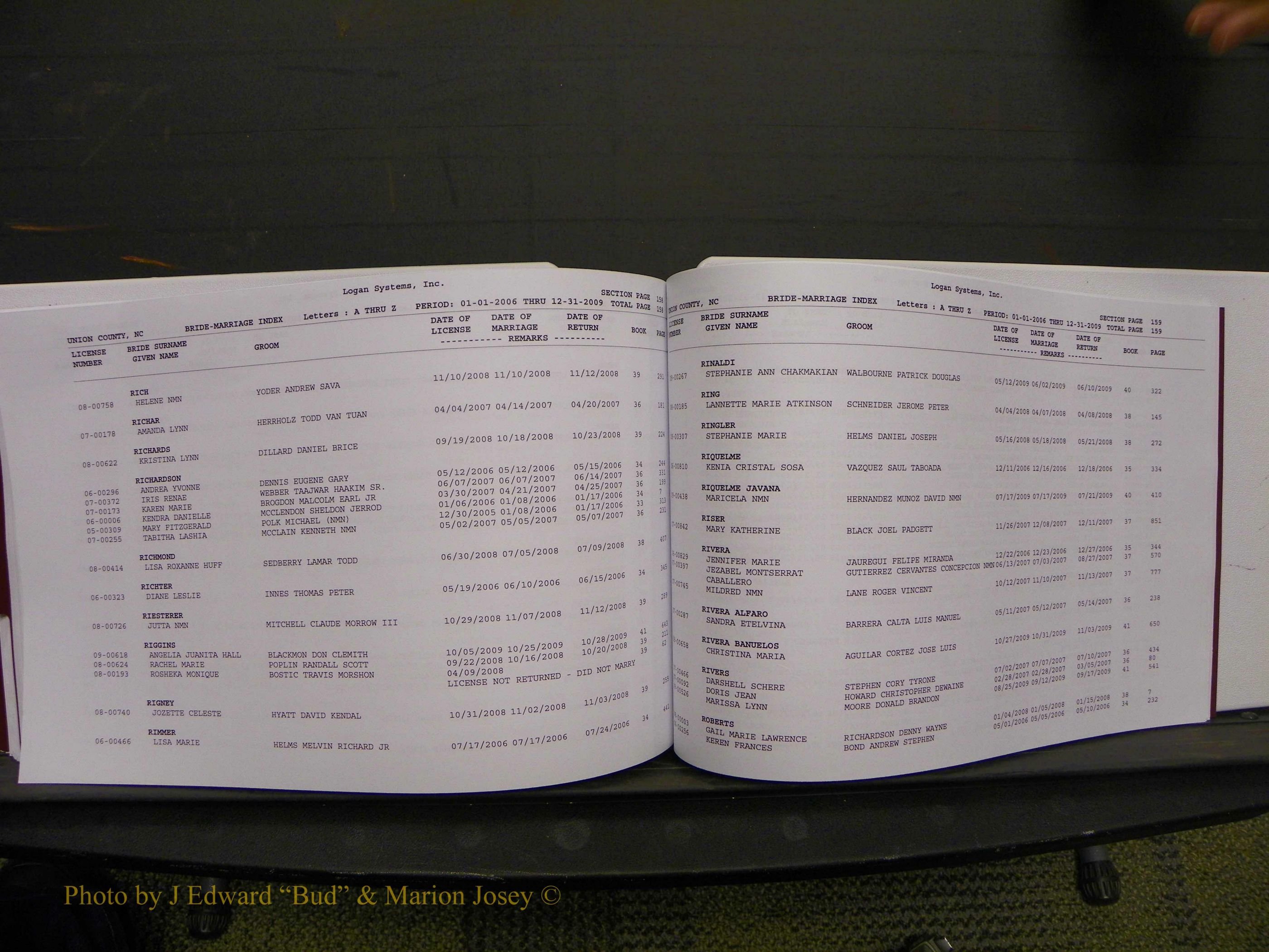Union Co, NC Marriages Male & Female Index, 2006-2010 (310).JPG