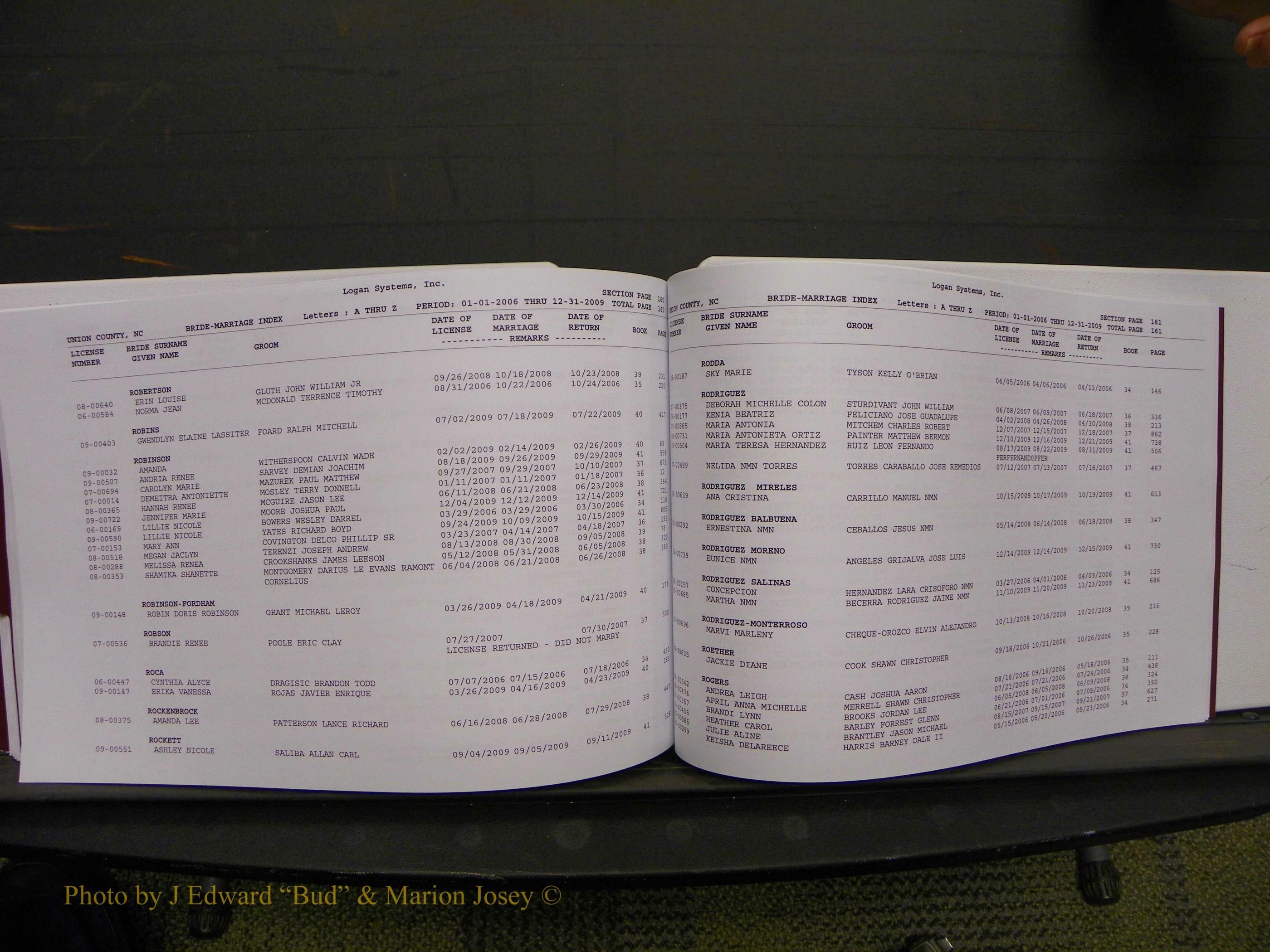 Union Co, NC Marriages Male & Female Index, 2006-2010 (311).JPG