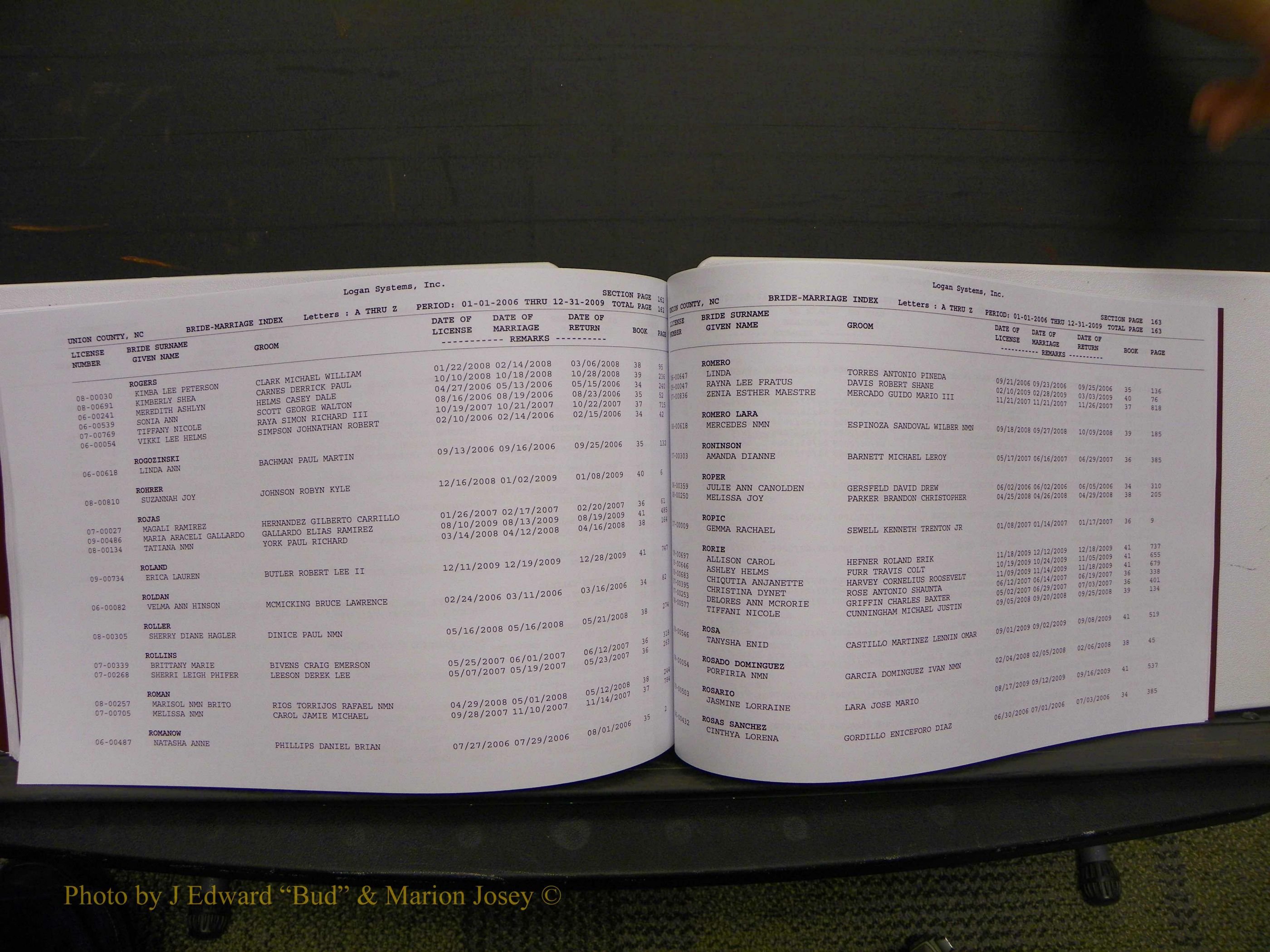 Union Co, NC Marriages Male & Female Index, 2006-2010 (312).JPG