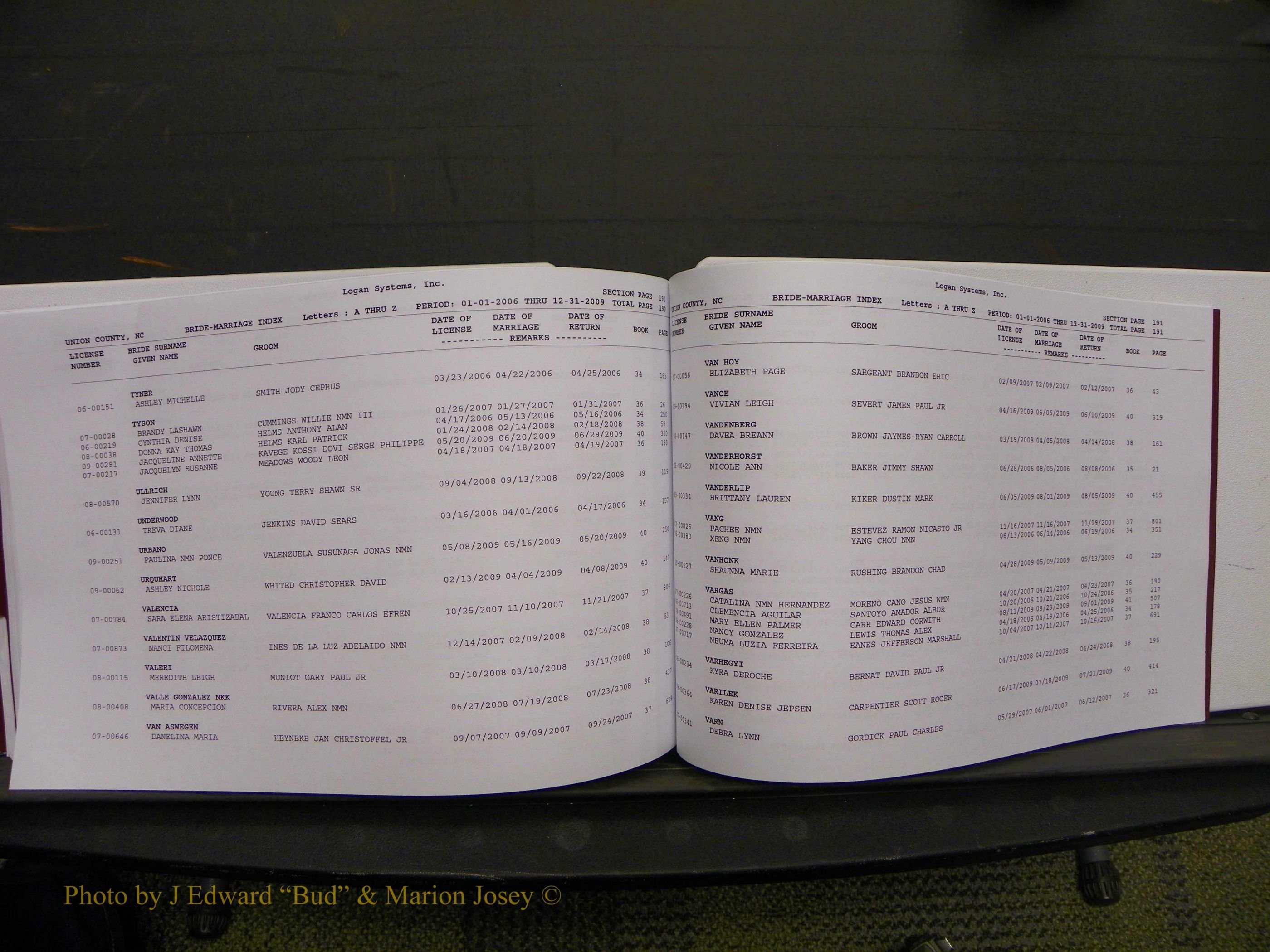 Union Co, NC Marriages Male & Female Index, 2006-2010 (326).JPG