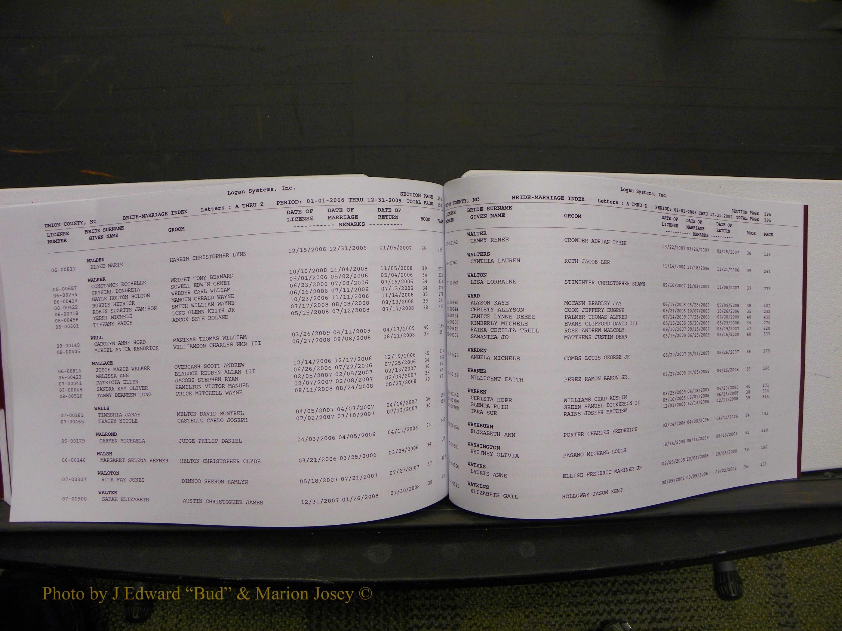 Union Co, NC Marriages Male & Female Index, 2006-2010 (328).JPG