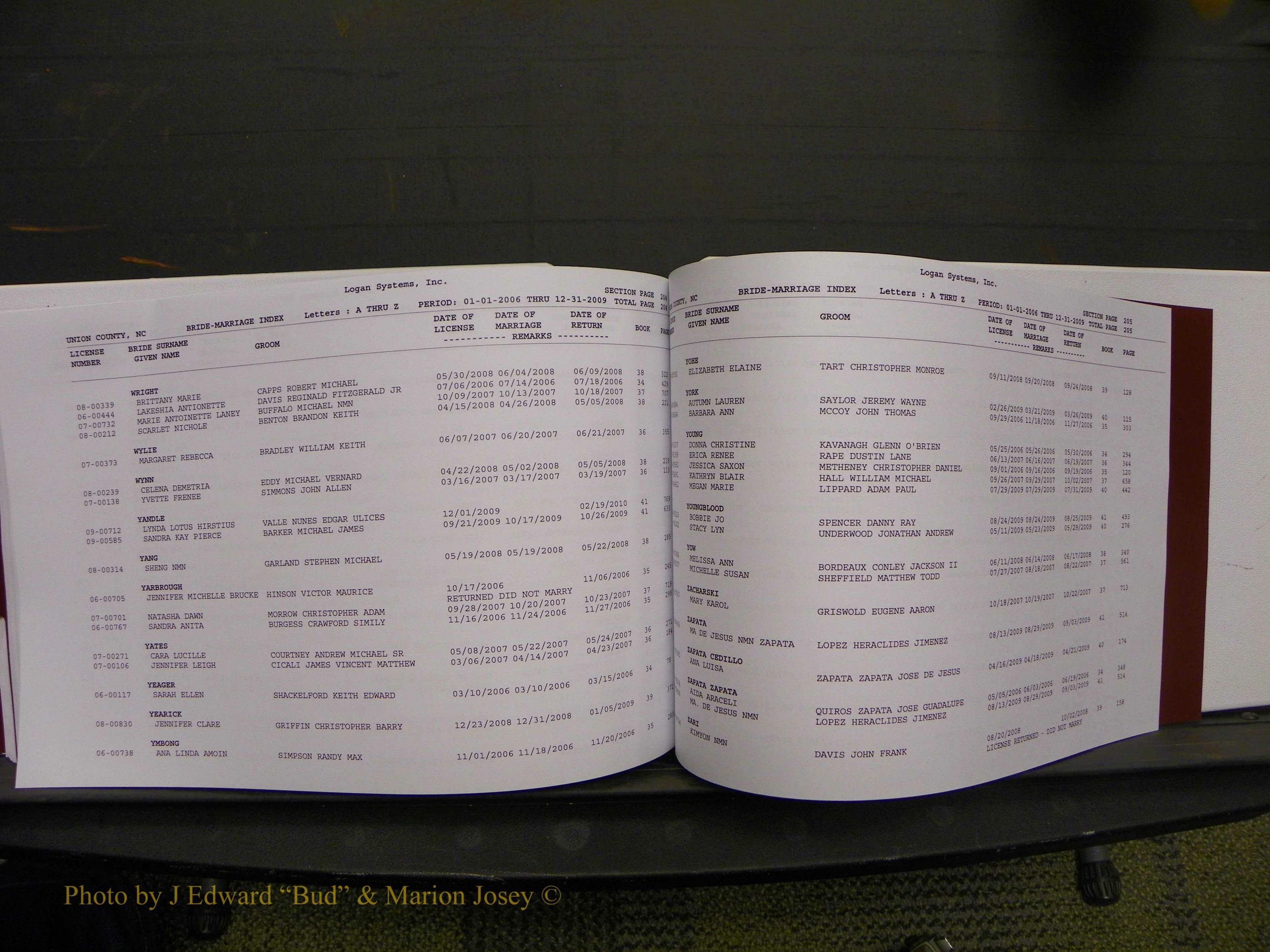 Union Co, NC Marriages Male & Female Index, 2006-2010 (333).JPG