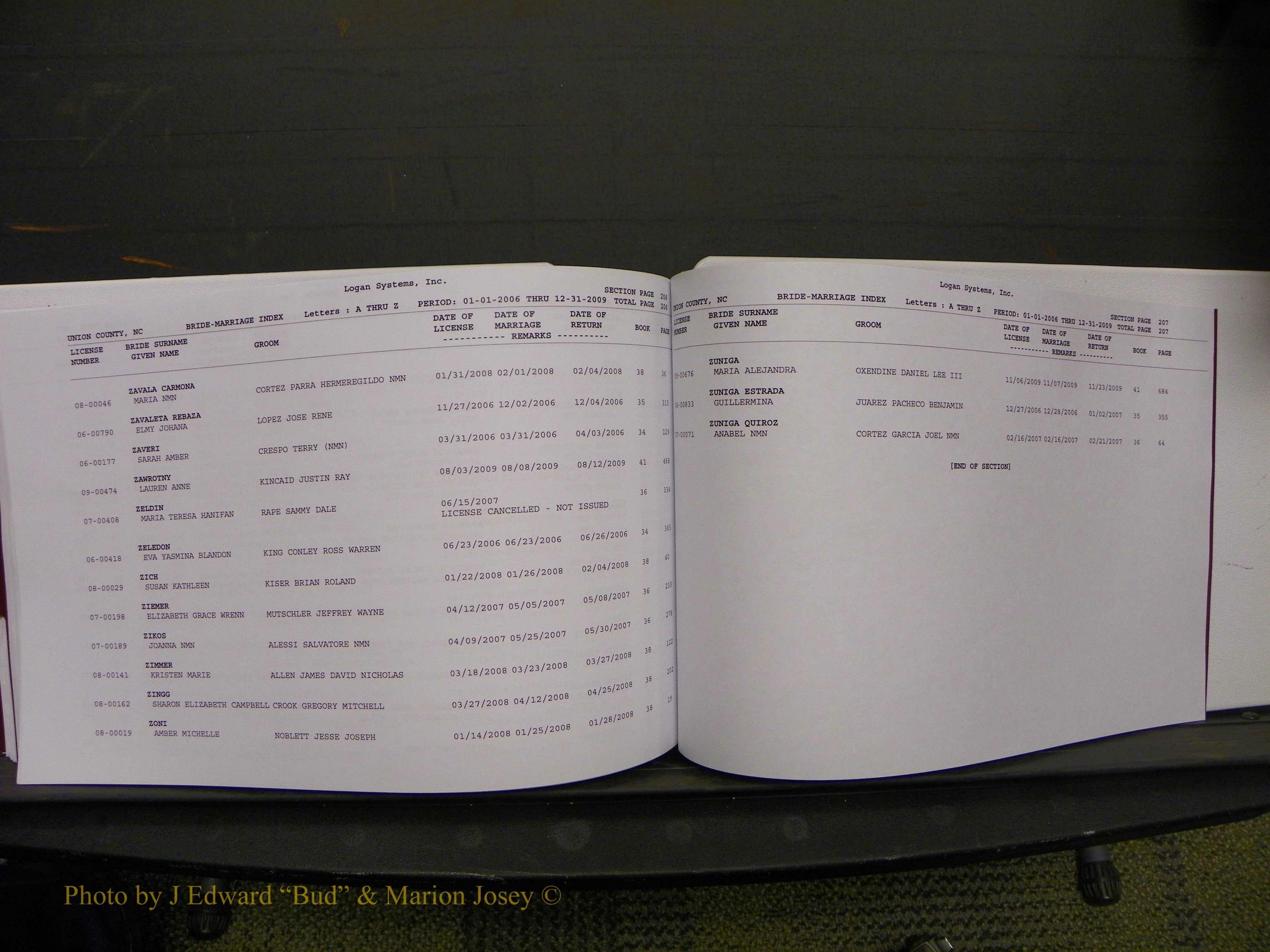 Union Co, NC Marriages Male & Female Index, 2006-2010 (334).JPG