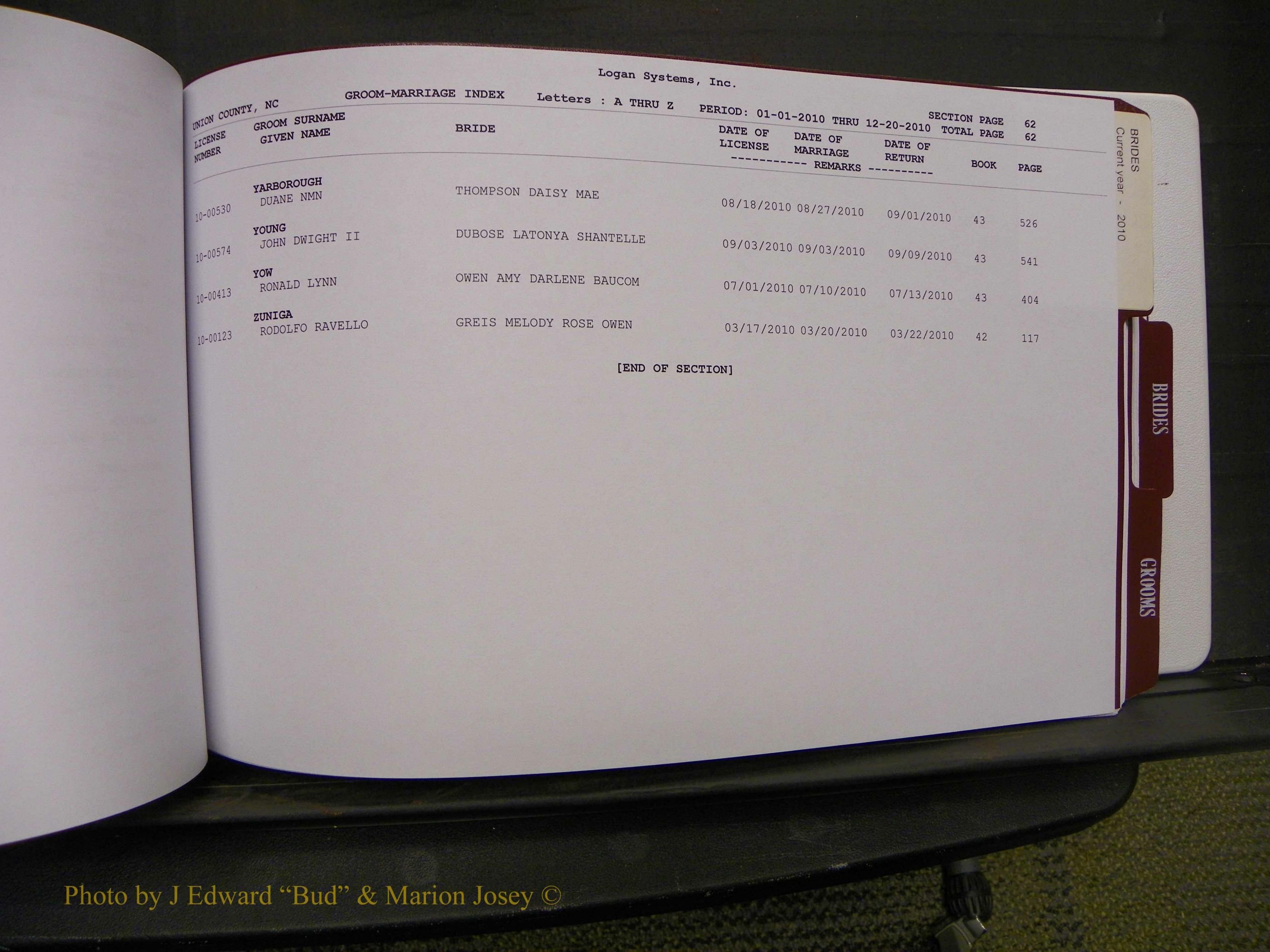 Union Co, NC Marriages Male & Female Index, 2006-2010 (64).JPG
